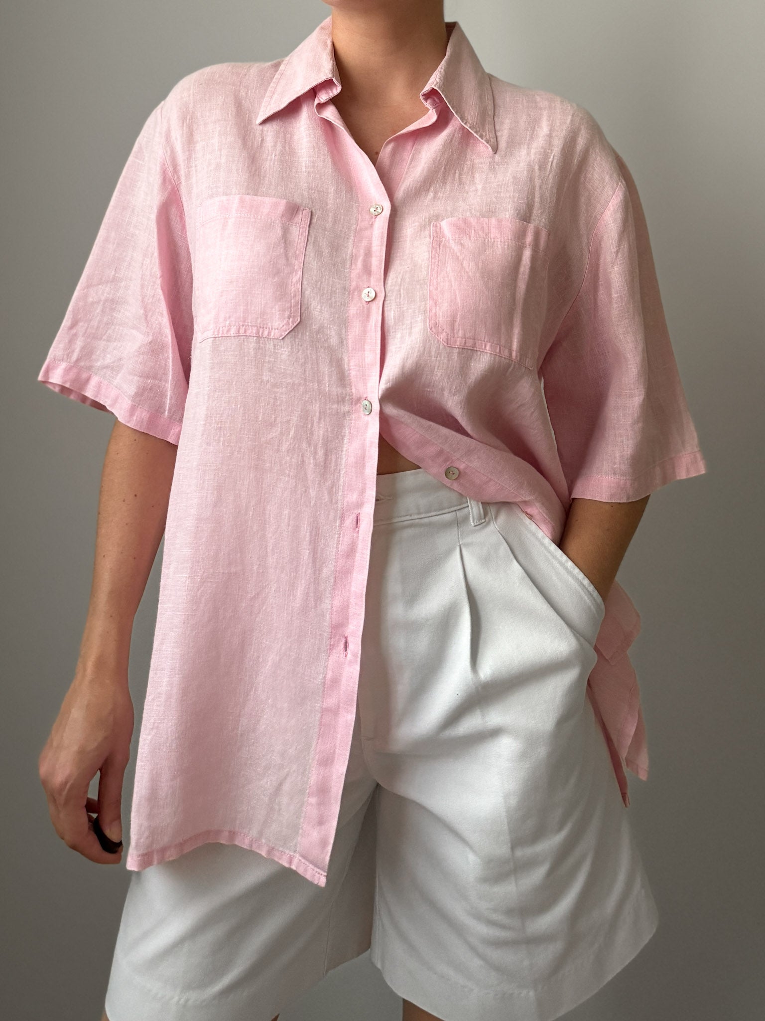 Pure linen pink shirt