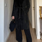Suede and fur black coat