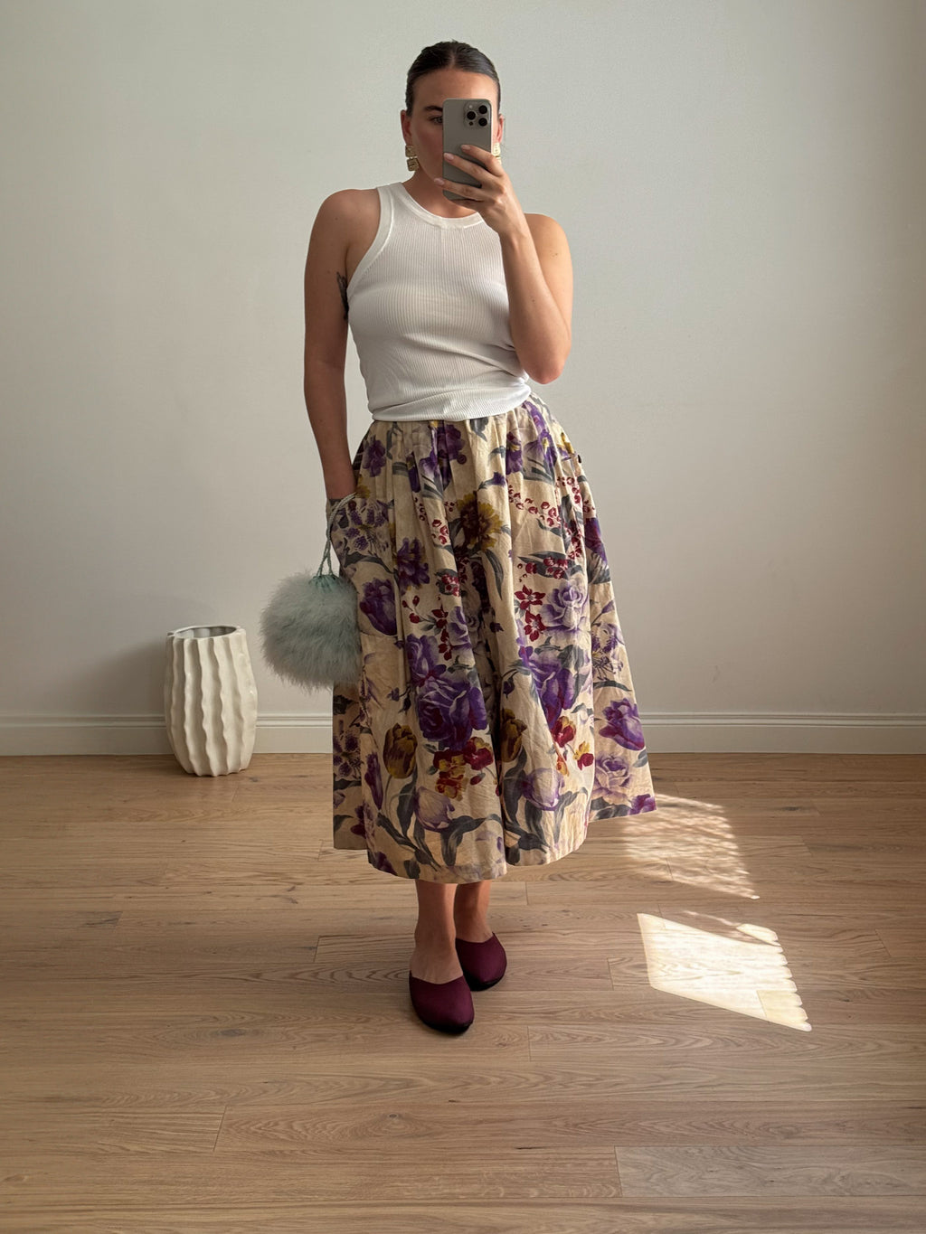 Pure cotton floral skirt