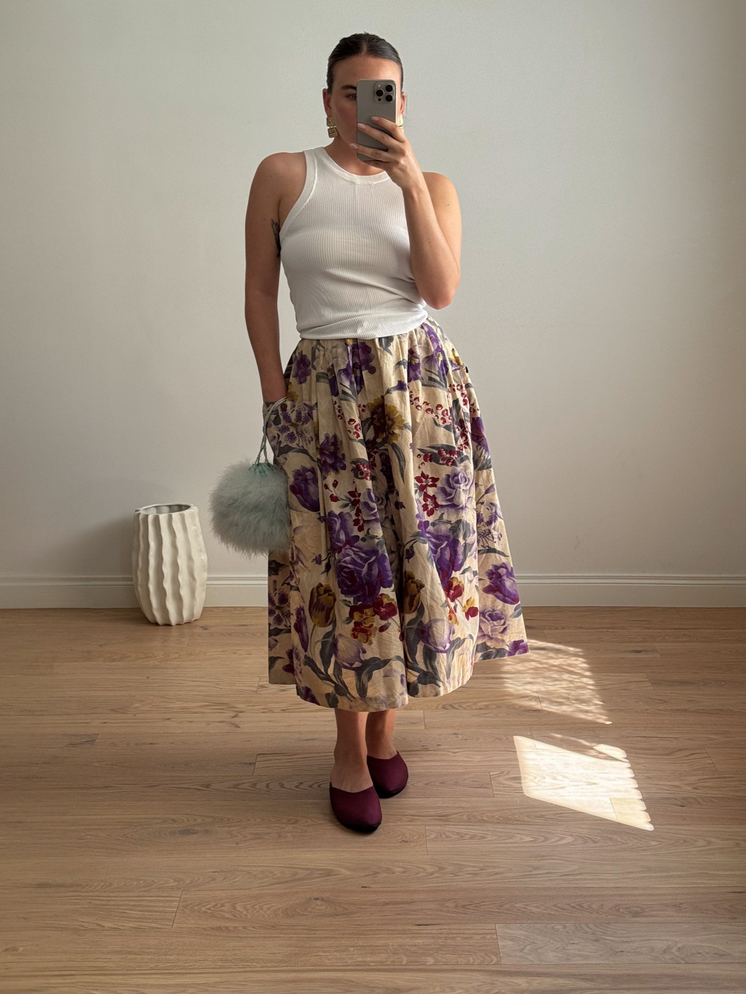 Pure cotton floral skirt
