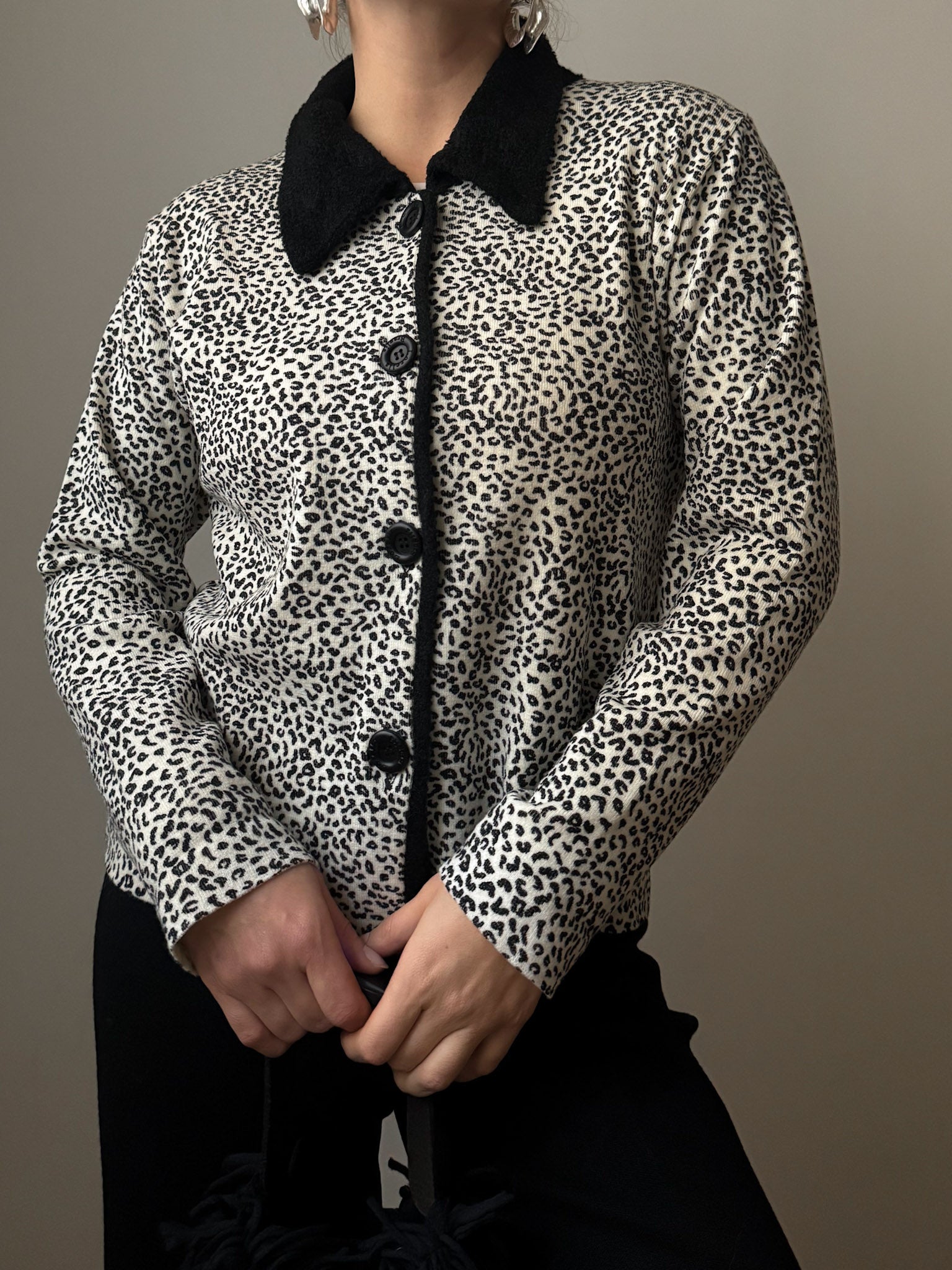 Merino wool animalier cardigan