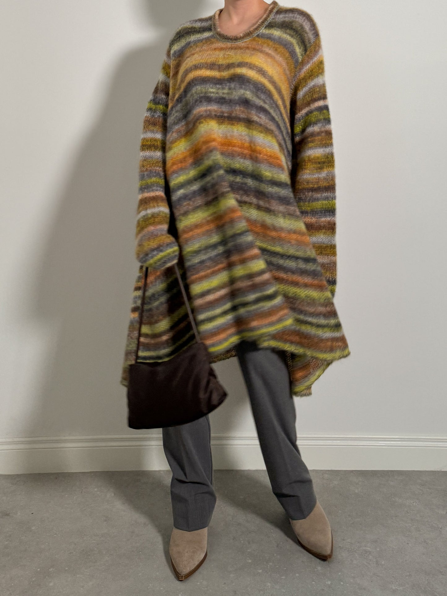 Wool and mohair striped maxi dress