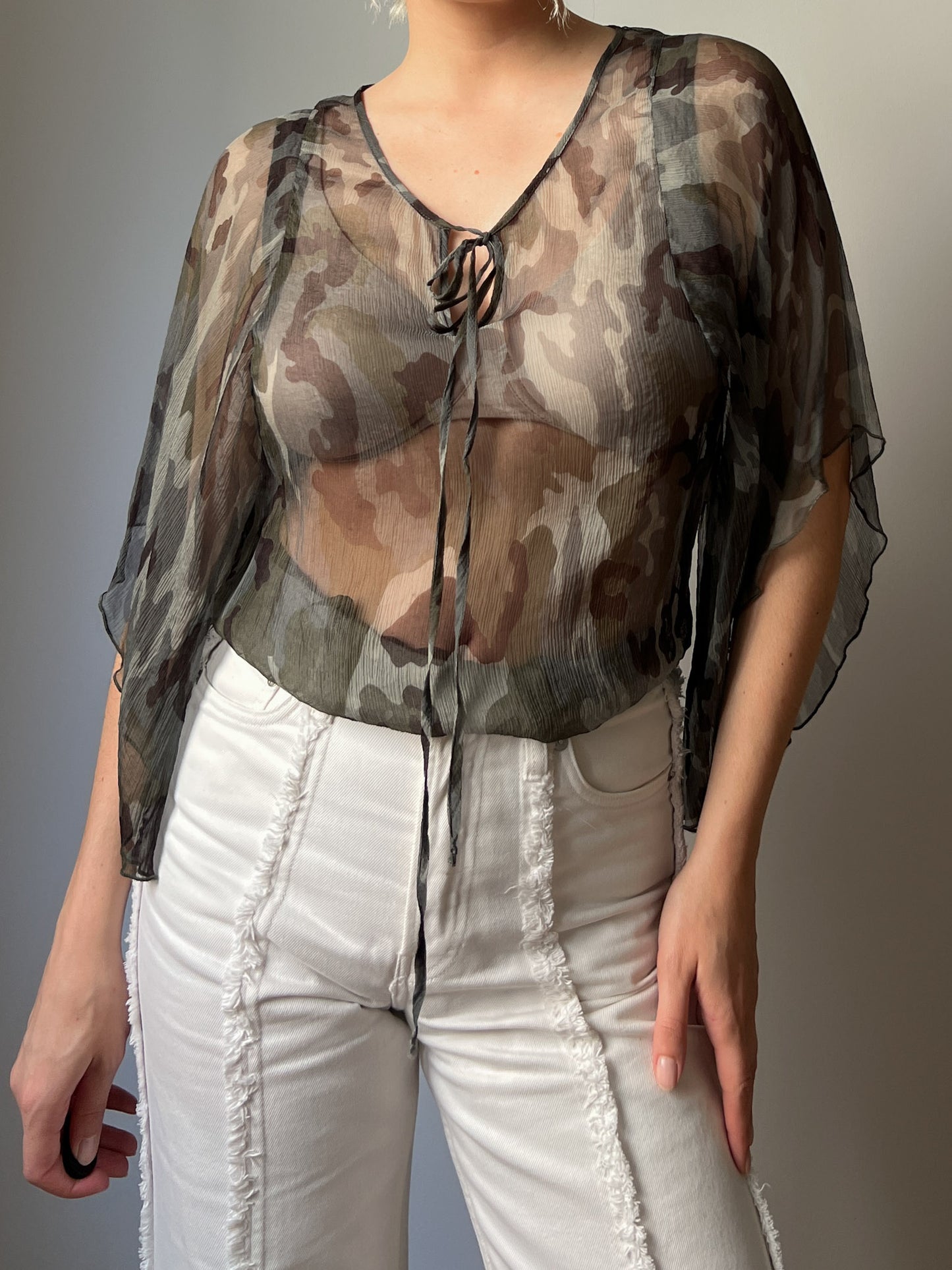 Pure silk camo blouse