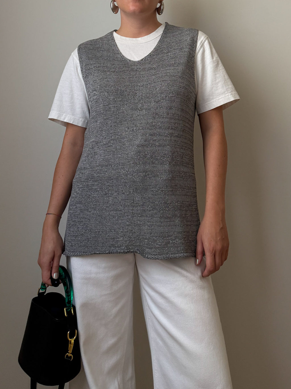 Viscose and cotton grey vest