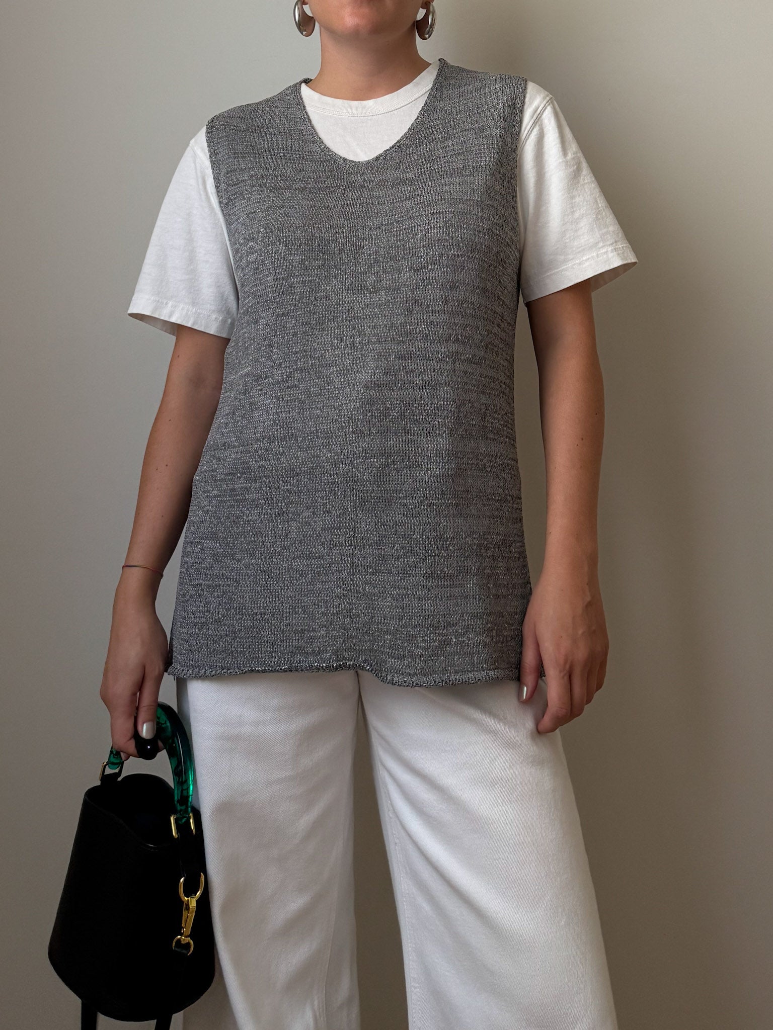 Viscose and cotton grey vest