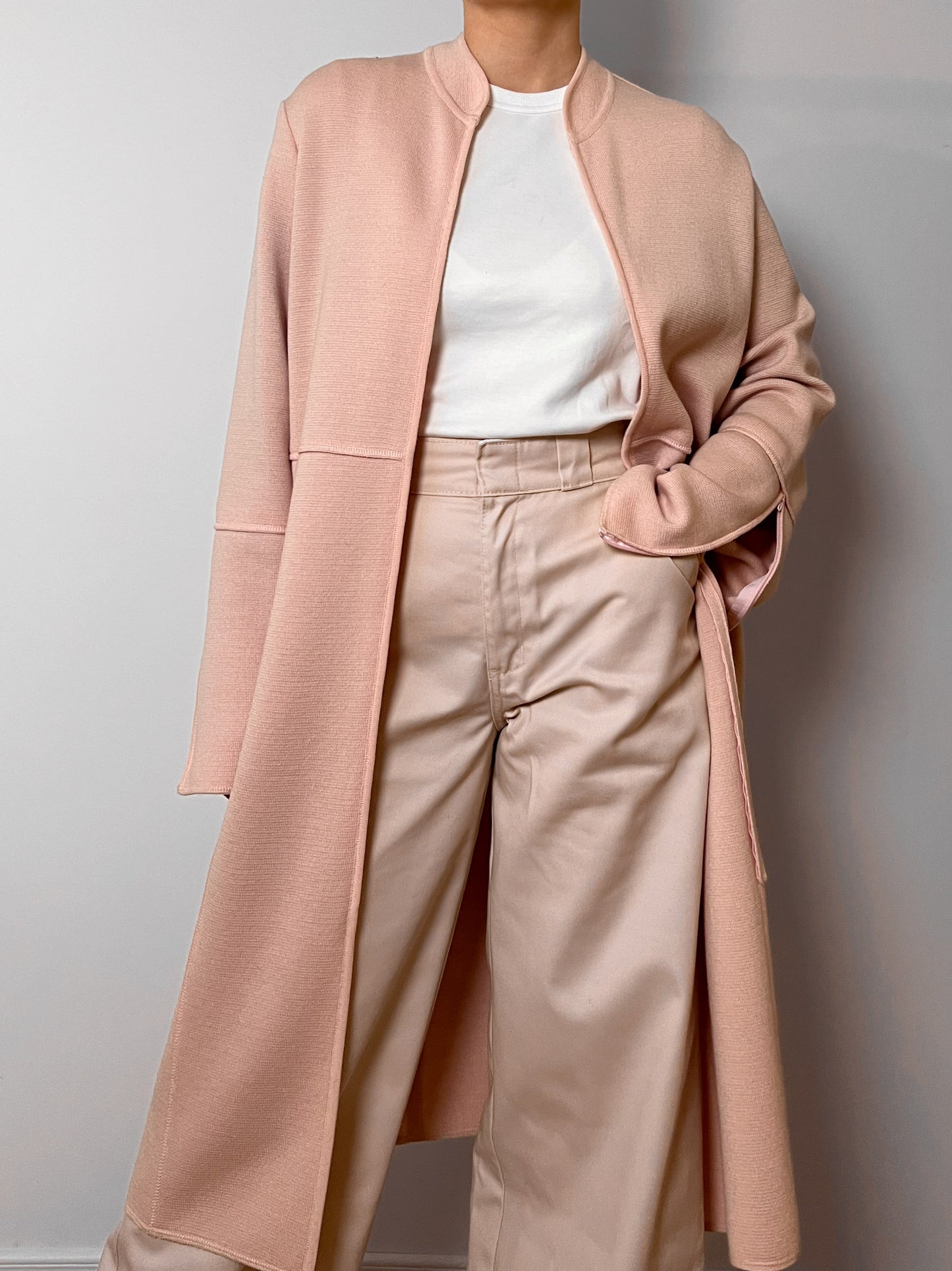 Pure wool pink long cardigan