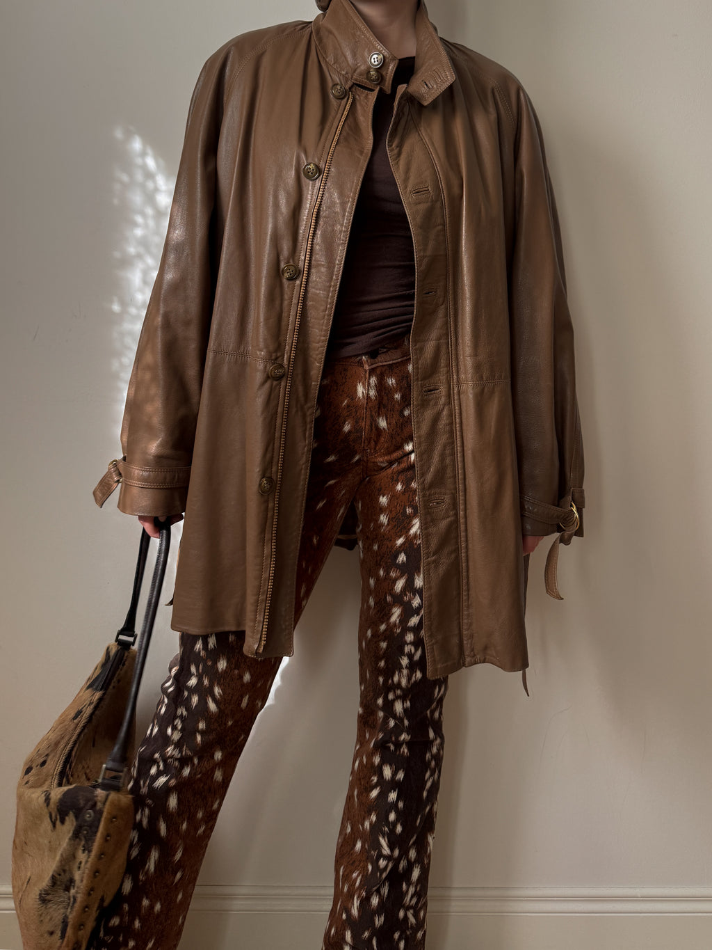 Real leather cognac jacket
