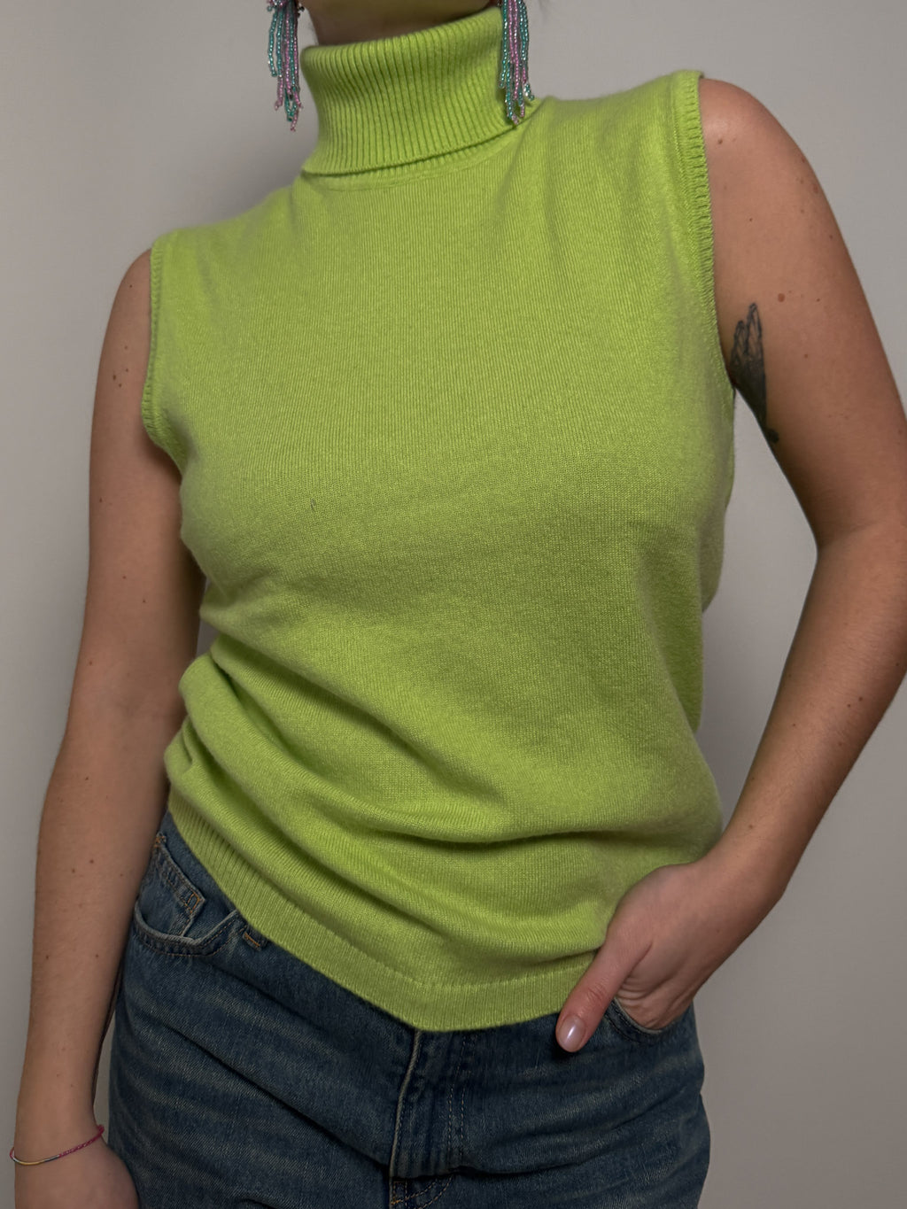 Pure cashmere green top