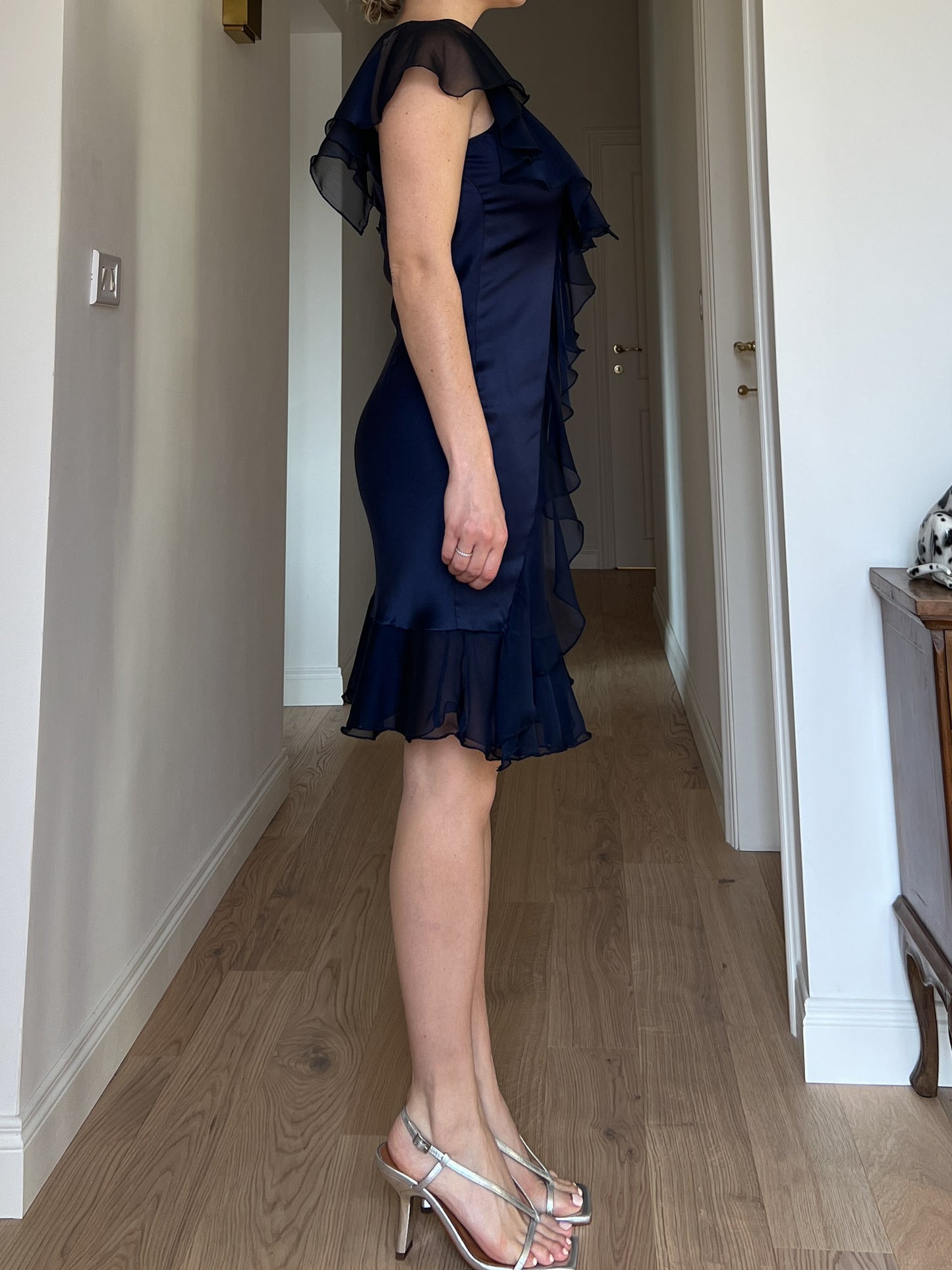 Satin blue dress