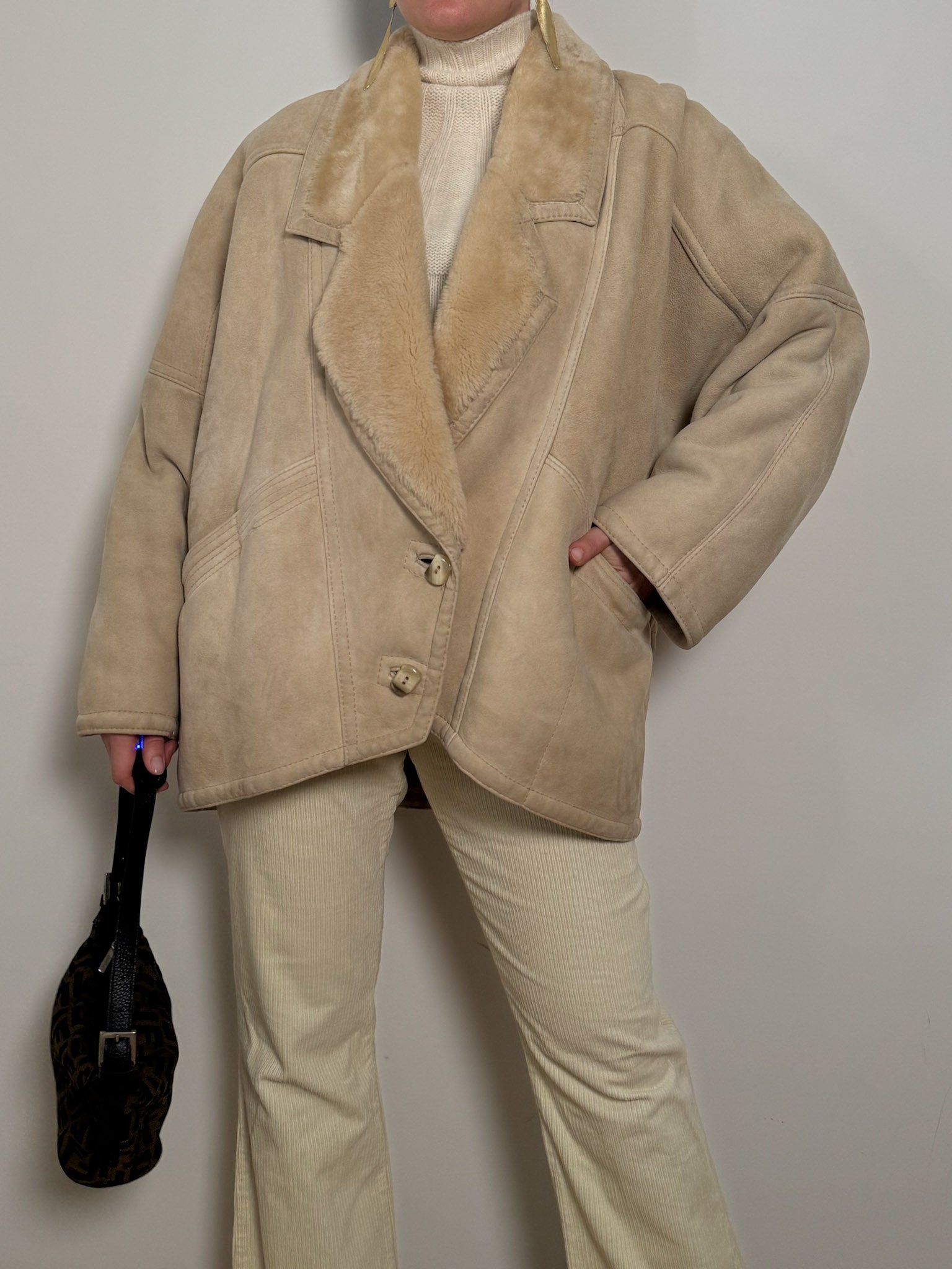 Real shearling cream jacket