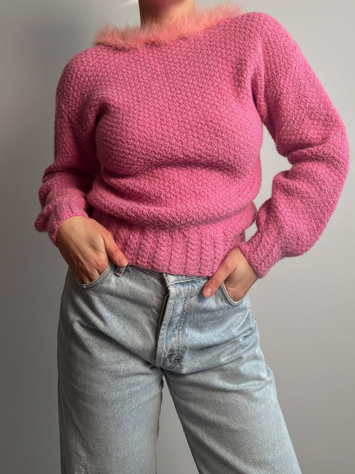 Wool and plumage pink cardigan