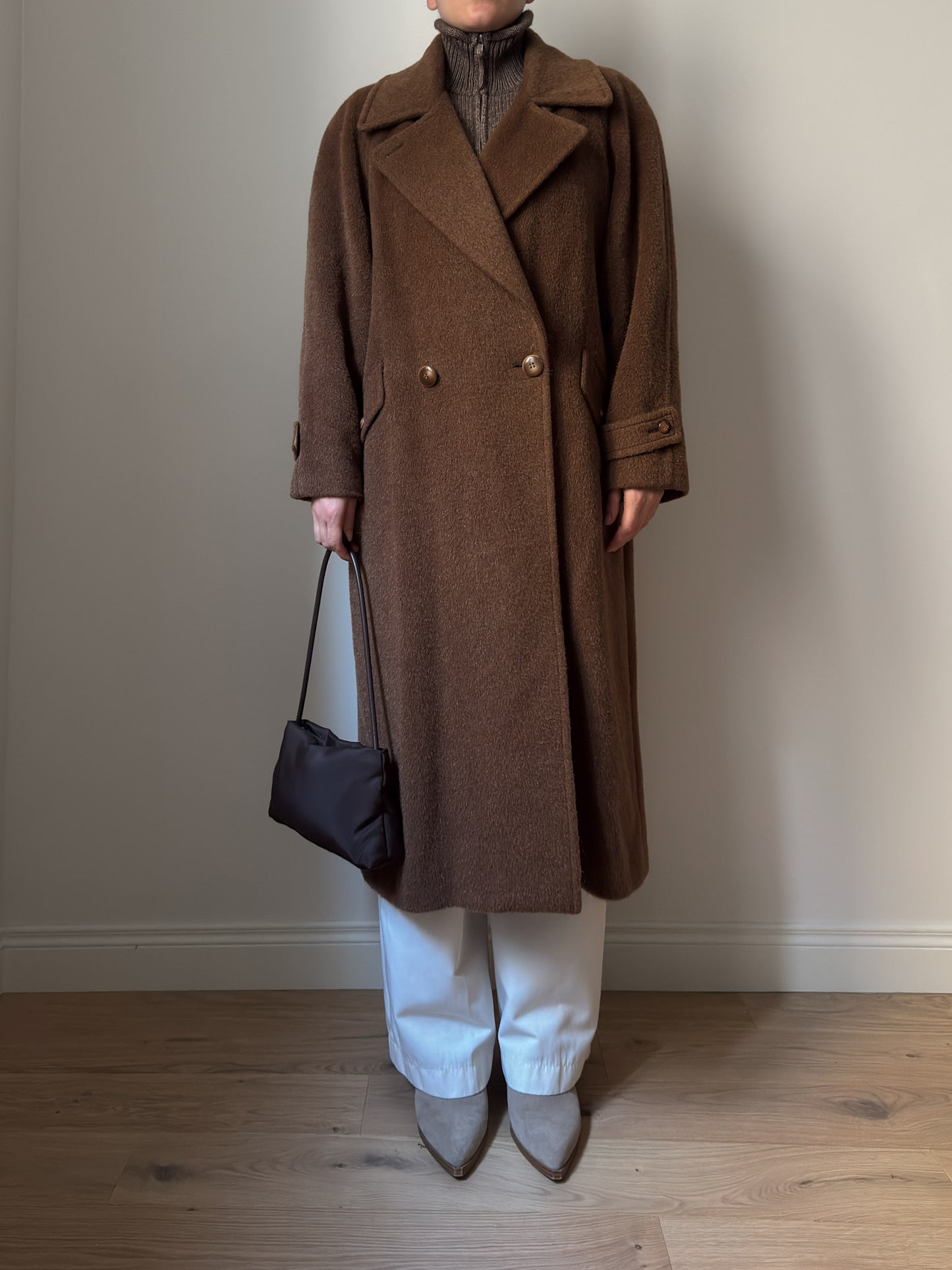 Wool, alpaca and mohair camel coat