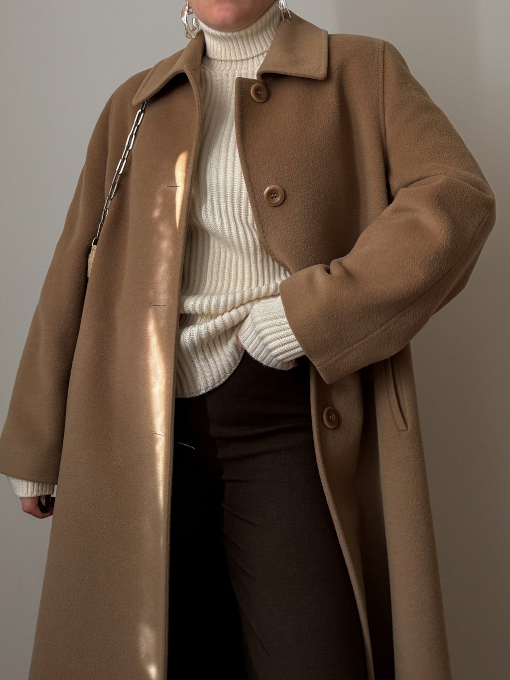 Pure wool camel long coat