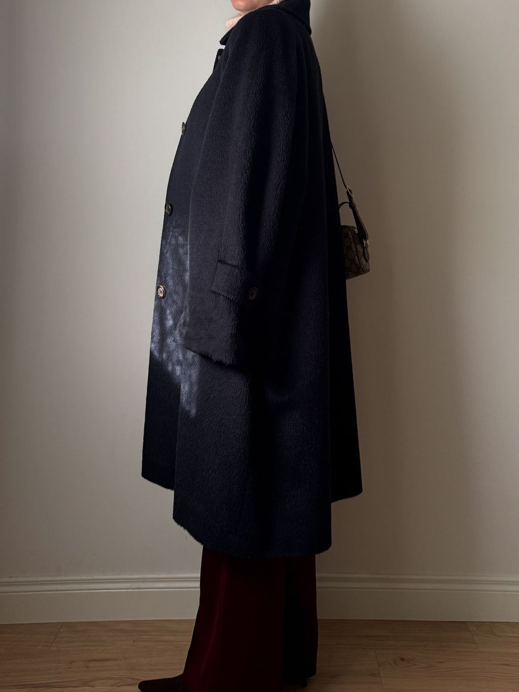 Gil Sander baby lama and wool blue coat