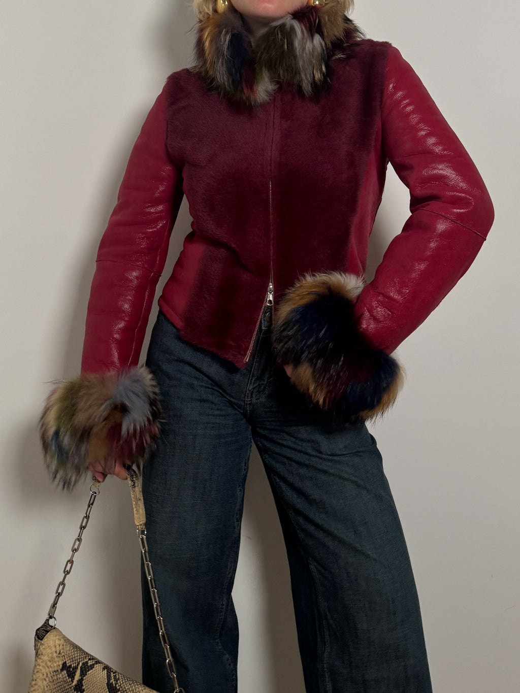 Original shearling burgundy jacket