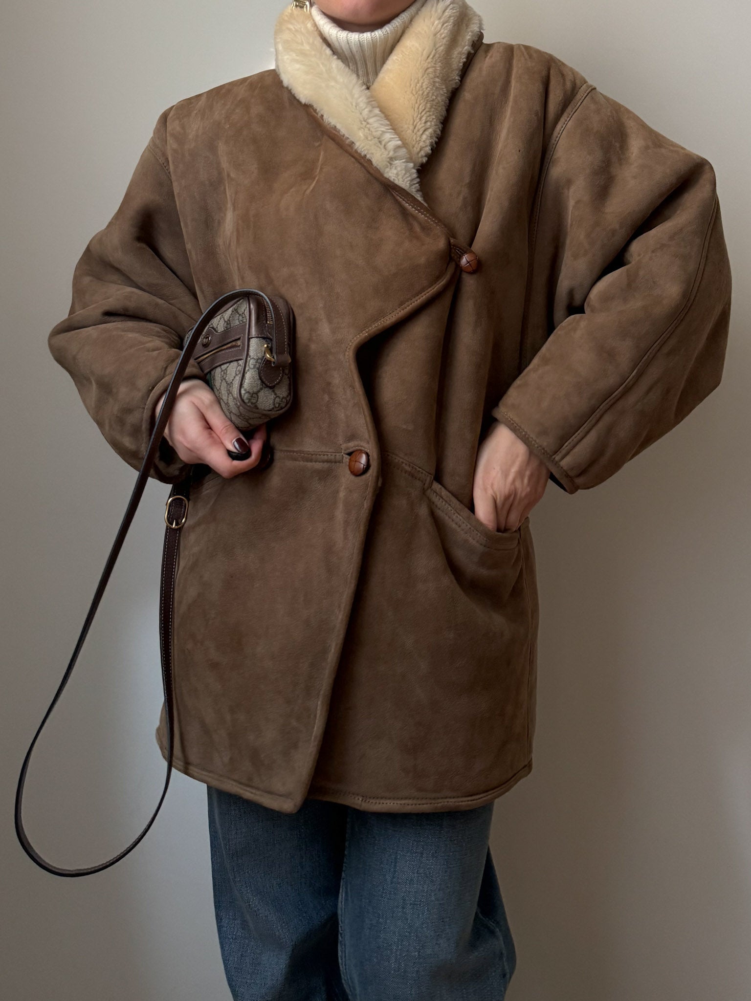 Original Shearling taupe coat