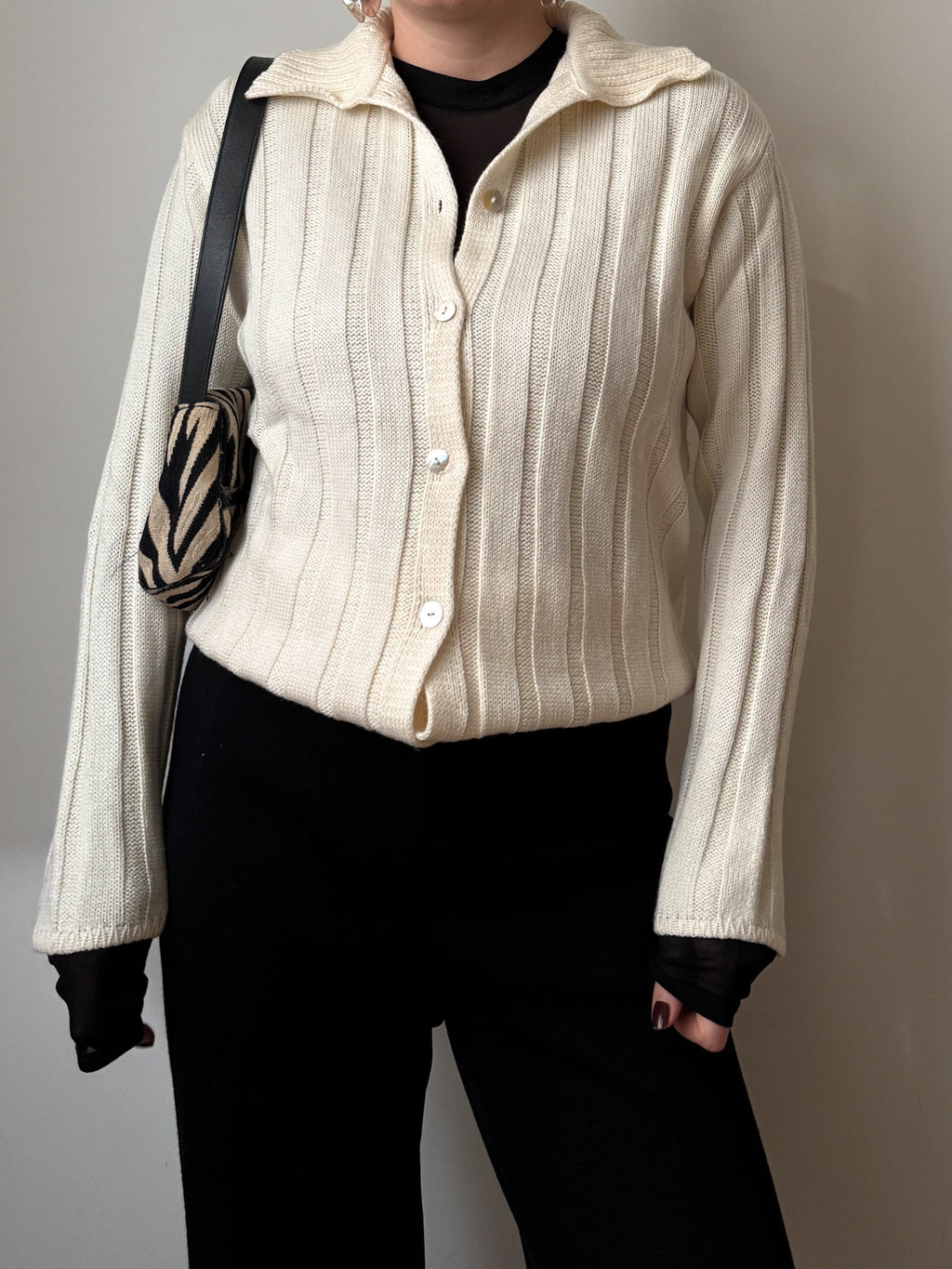 Pure merino wool ivory cardigan