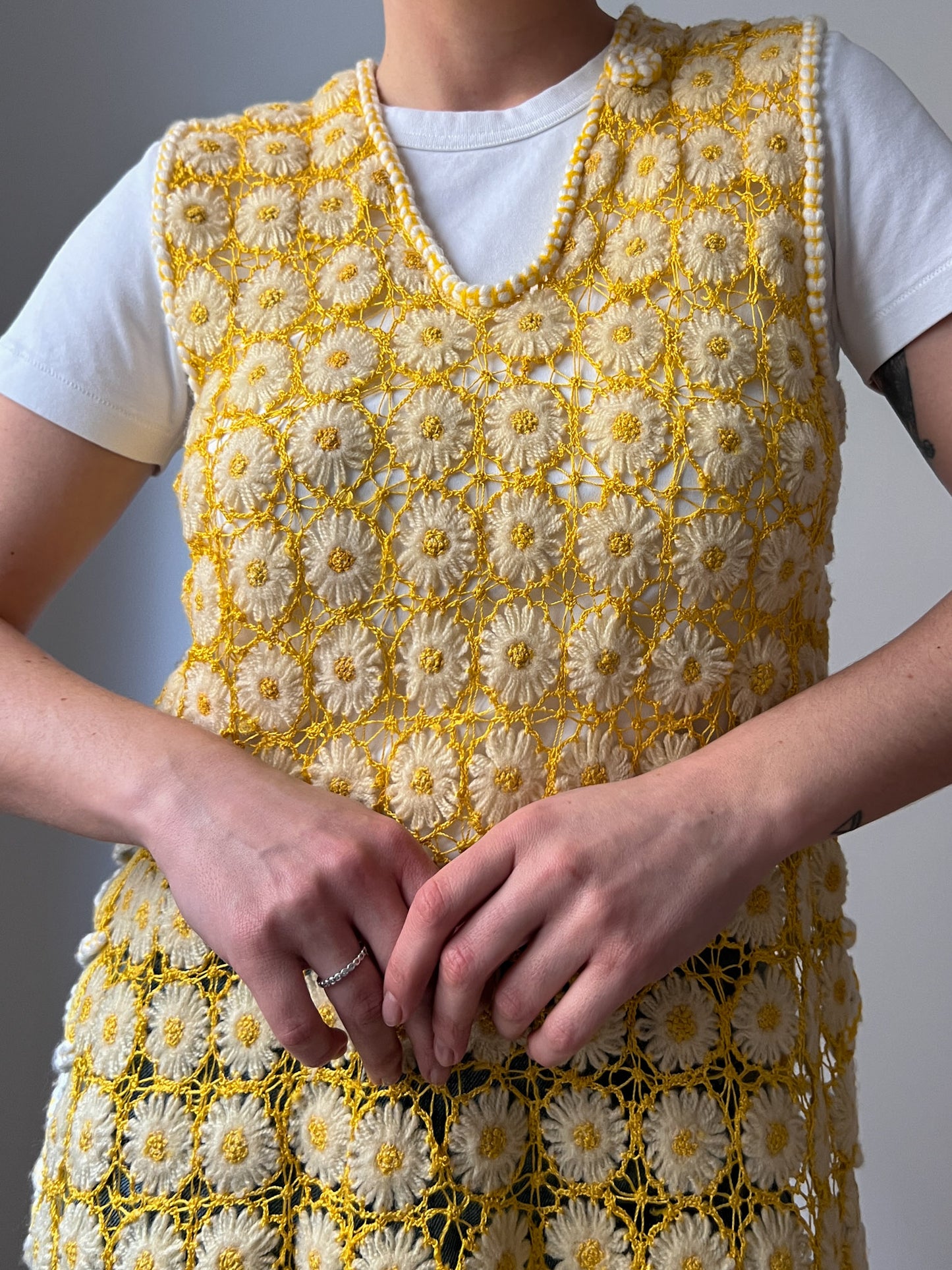 Floral crochet gilet