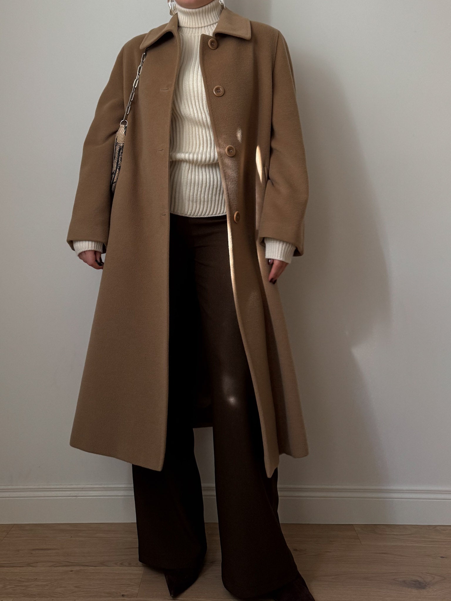 Pure wool camel long coat