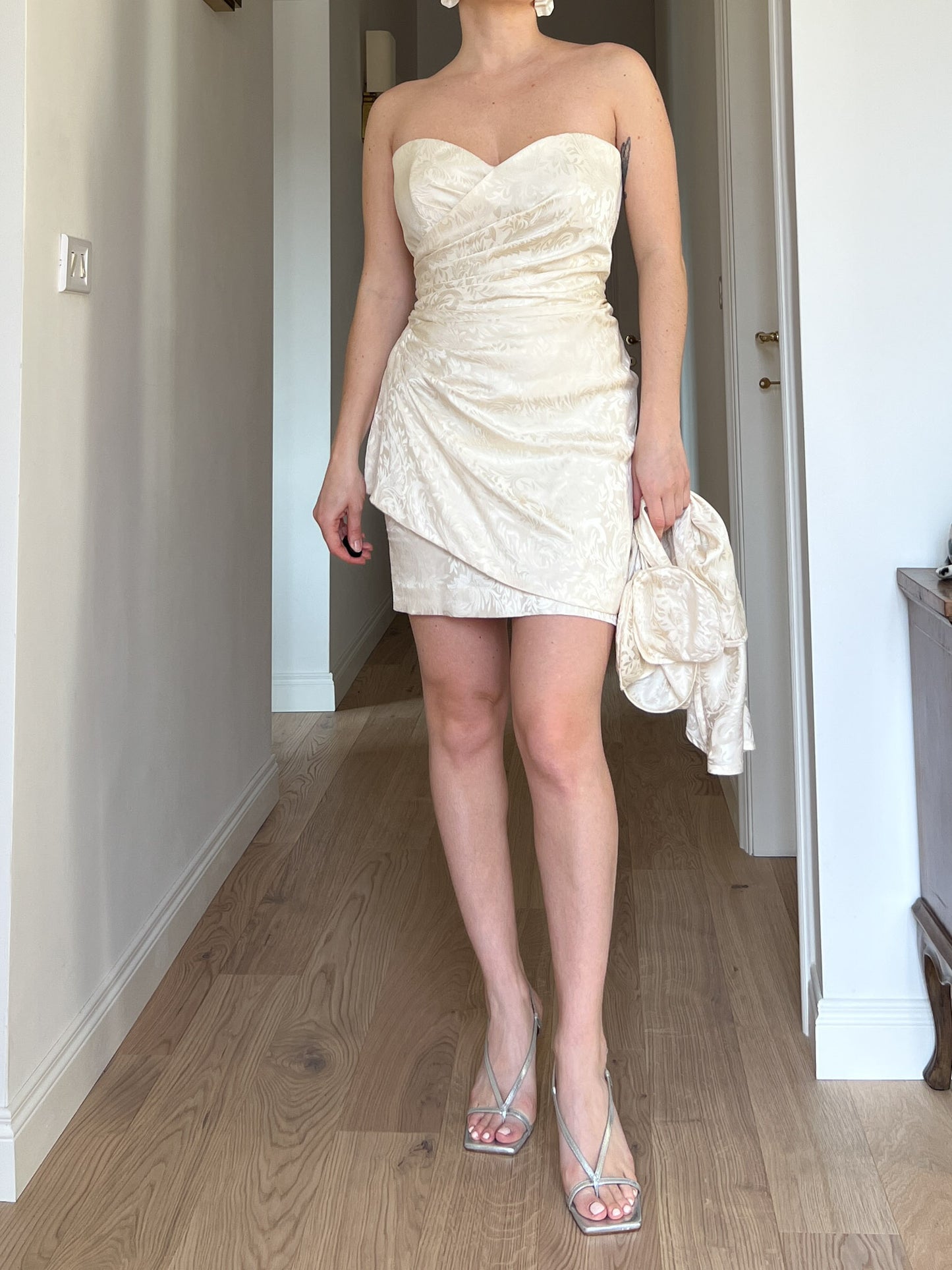 Pure silk ivory mini dress