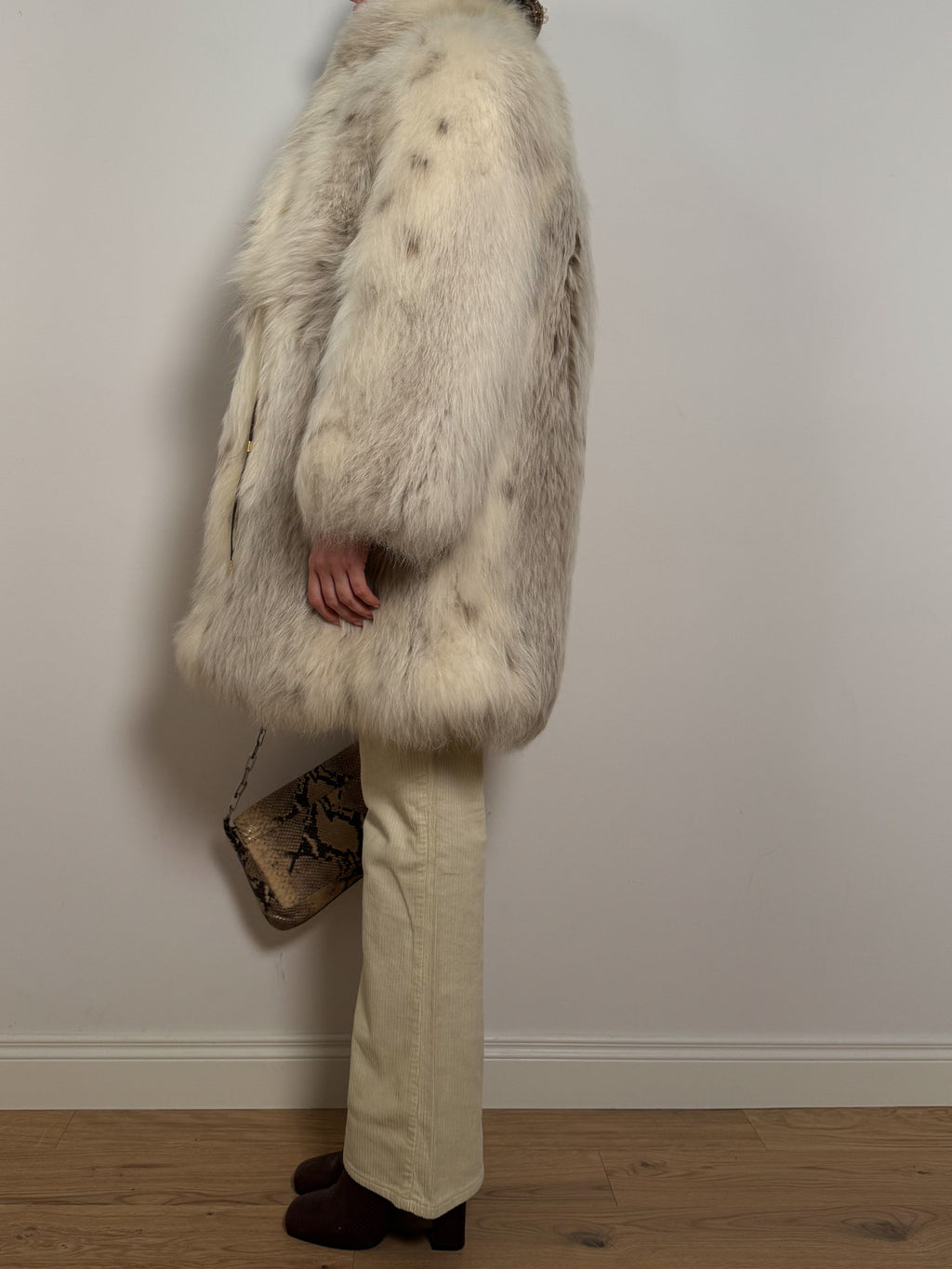 Real fur ivory coat