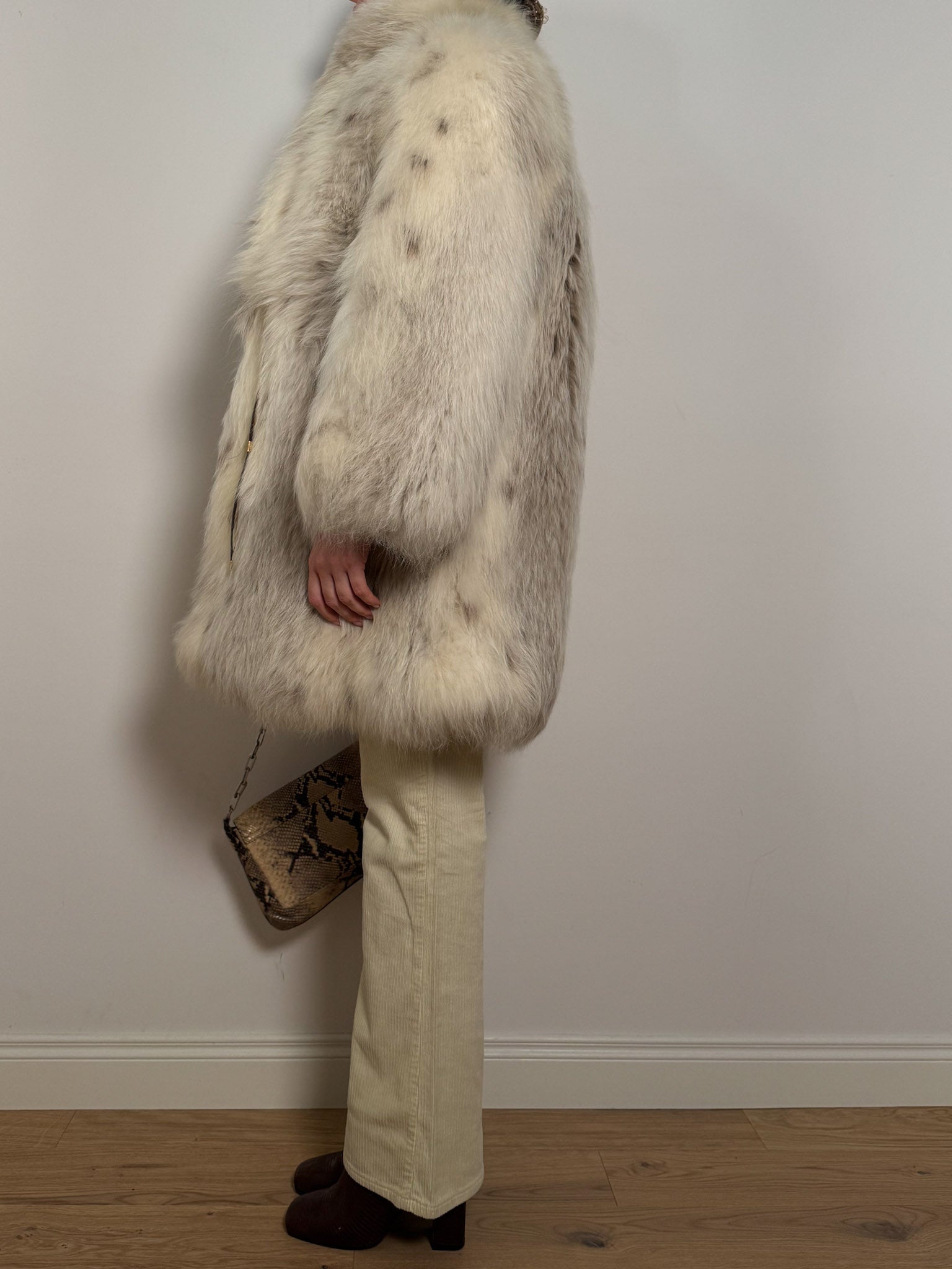 Real fur ivory coat