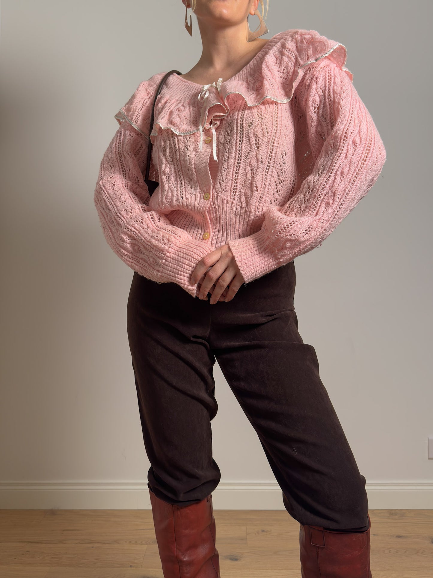 Pure wool pink cardigan