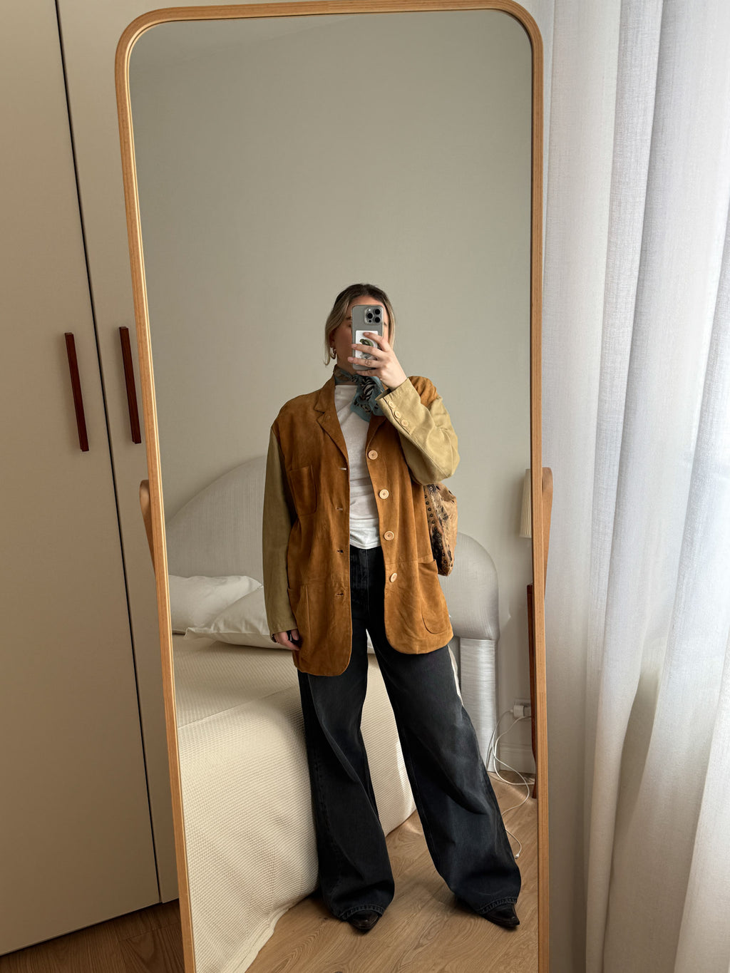 Suede and linen jacket