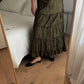 Flounced olive green skirt
