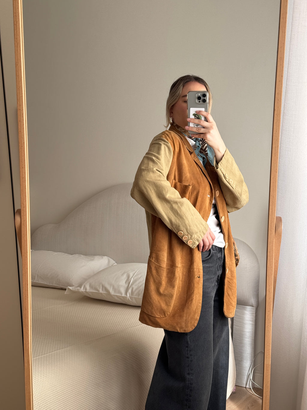 Suede and linen jacket