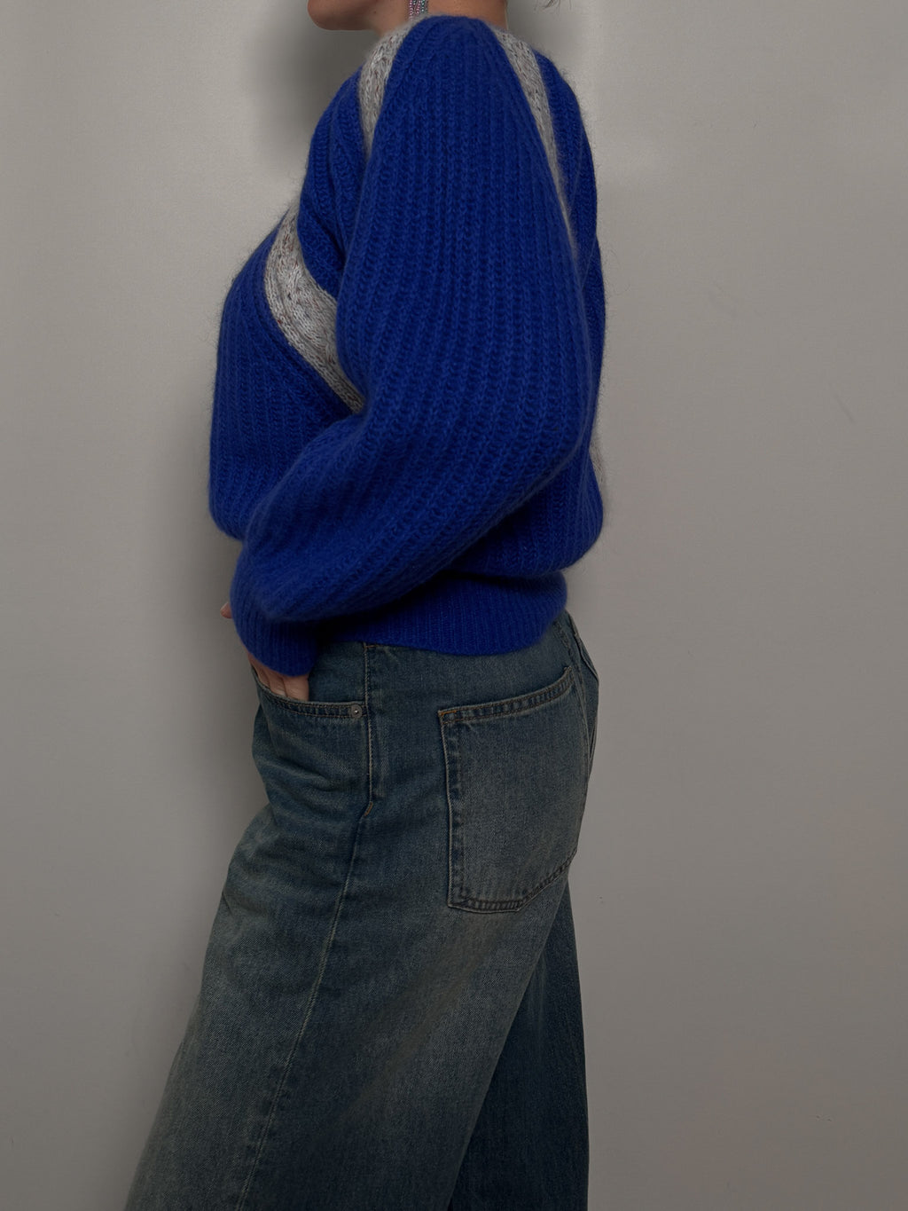 Wool and angora blue pull