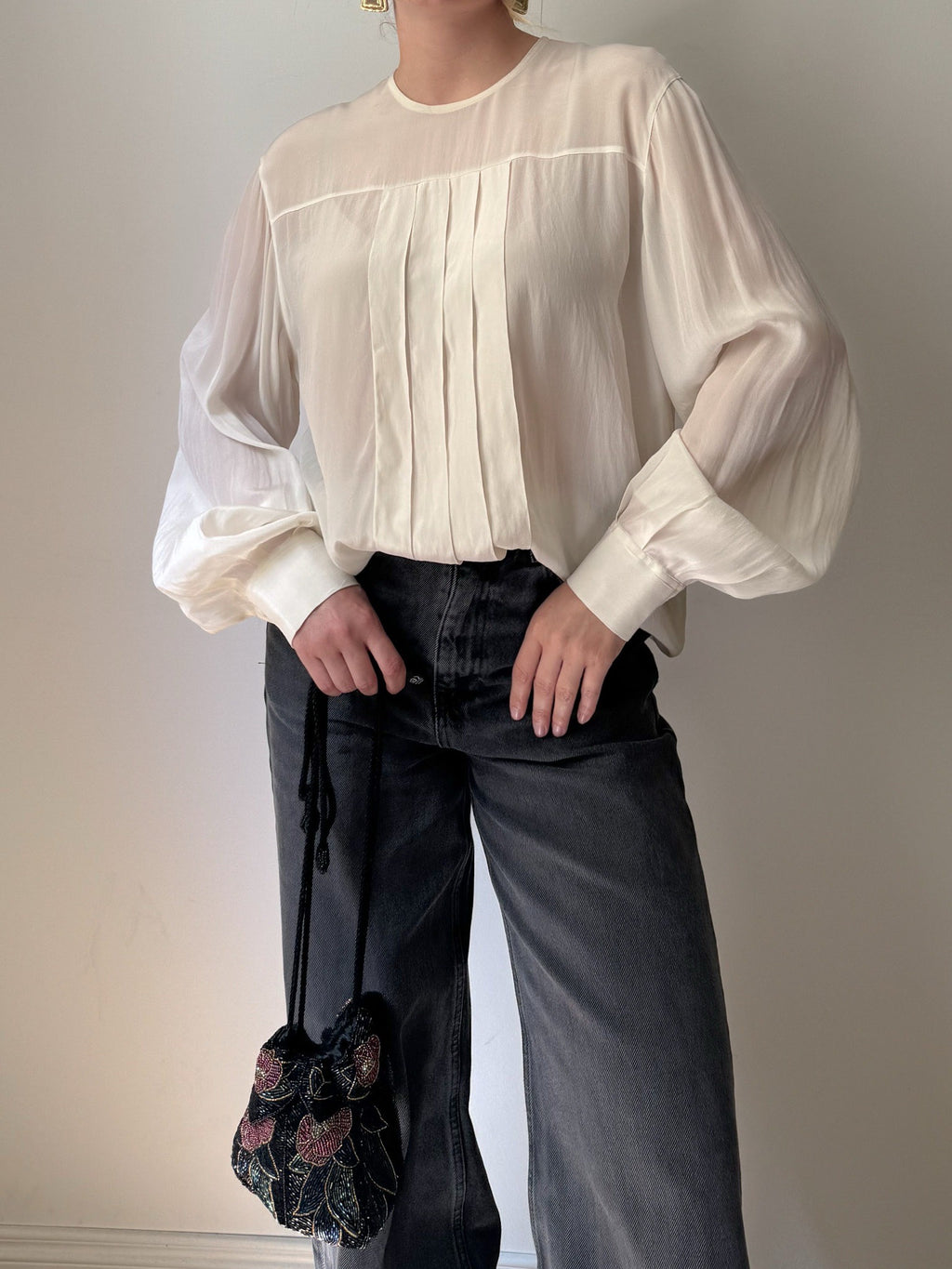Silk blend ivory blouse
