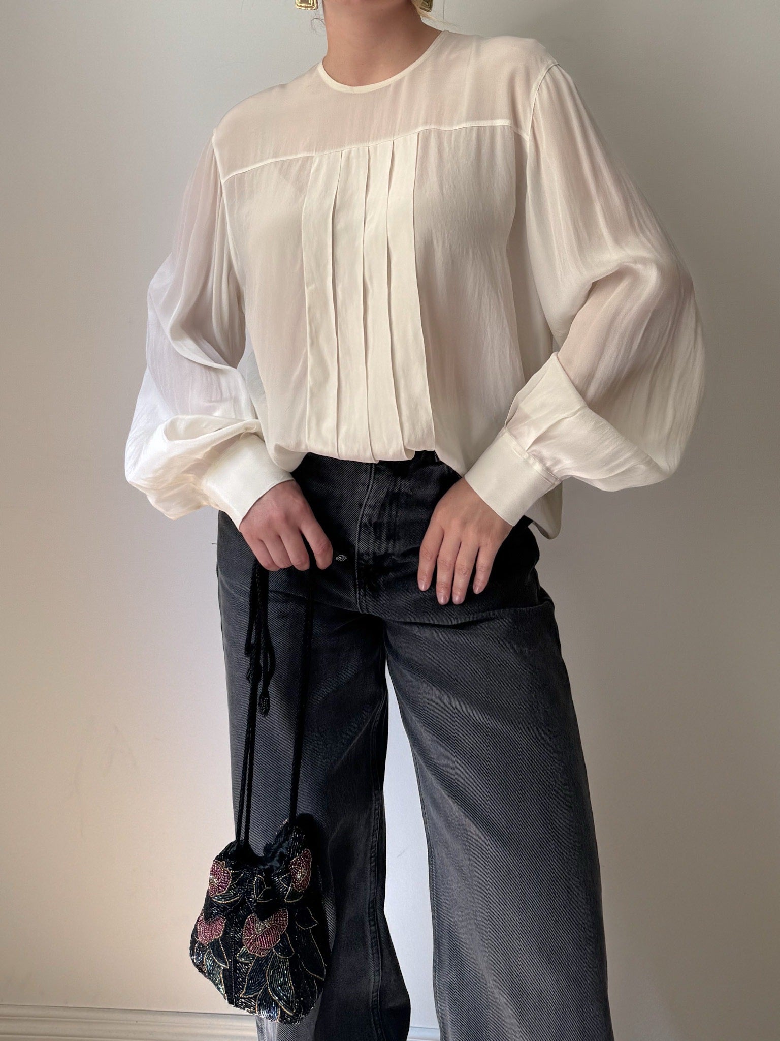 Silk blend ivory blouse