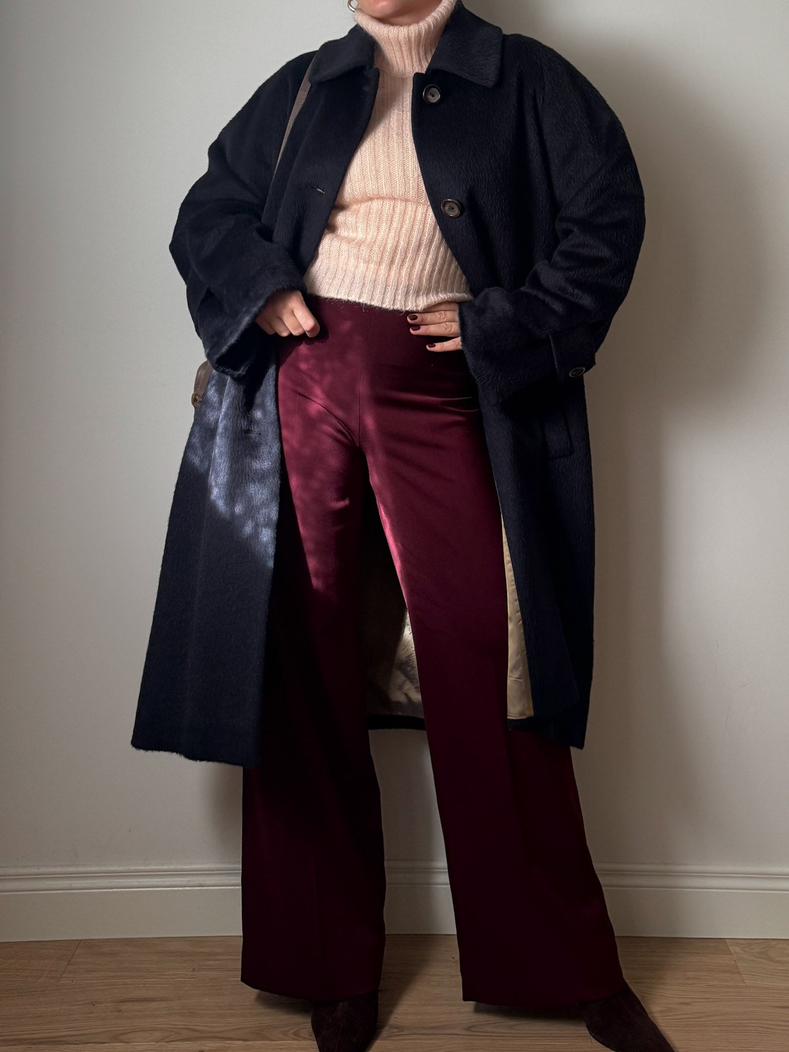 Gil Sander baby lama and wool blue coat