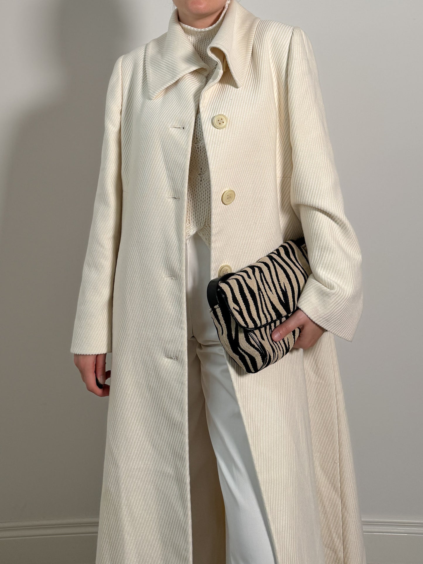 Cotton and virgin wool ivory coat