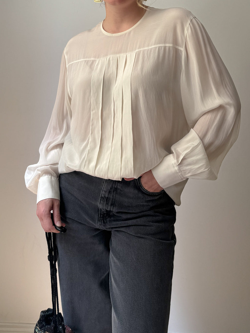 Silk blend ivory blouse
