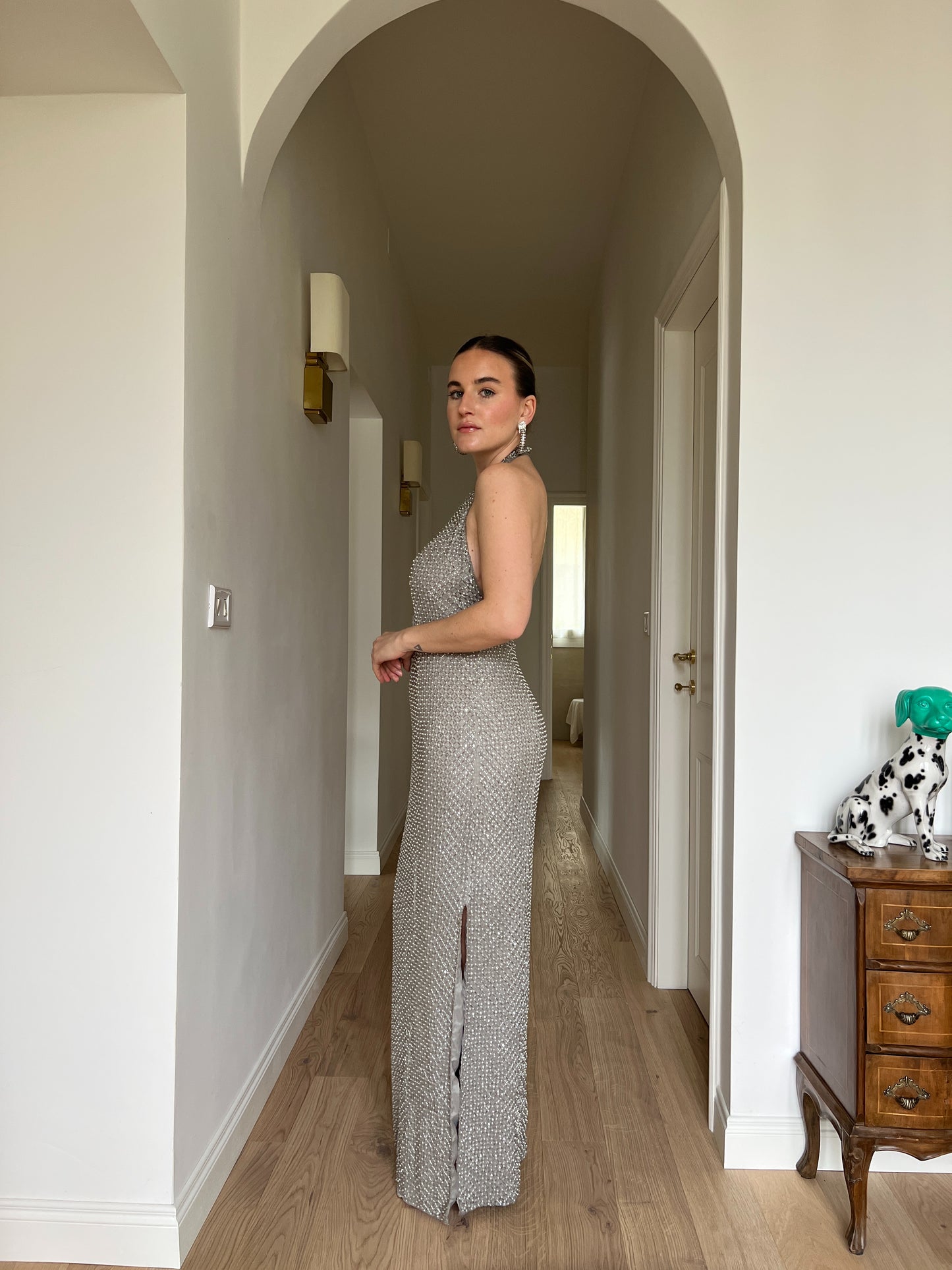 Tailored silver long dress