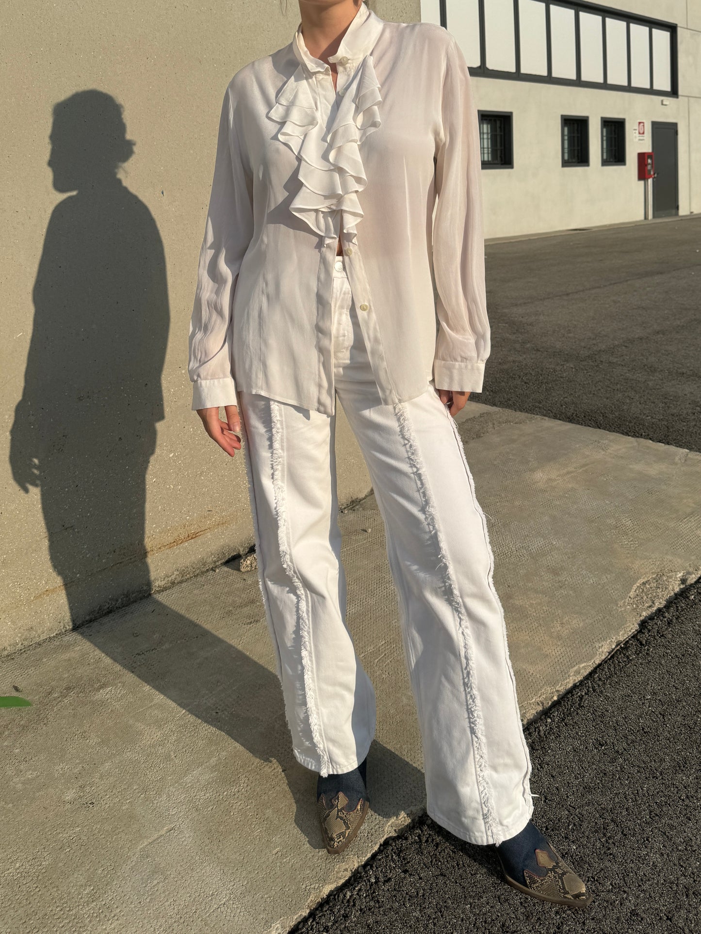 Silk blend ivory blouse