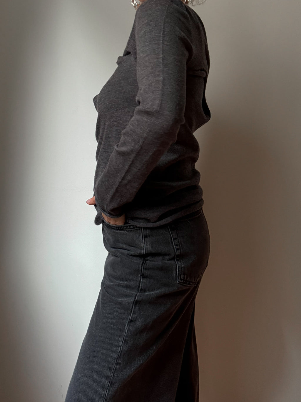 Pure merino wool grey top