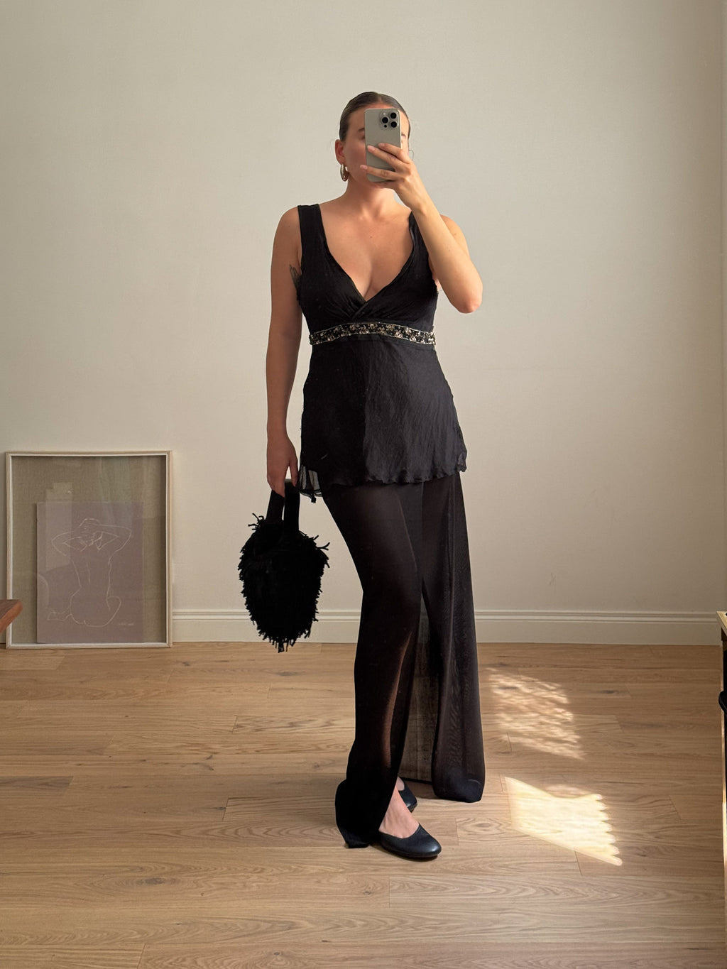 Pure silk black top