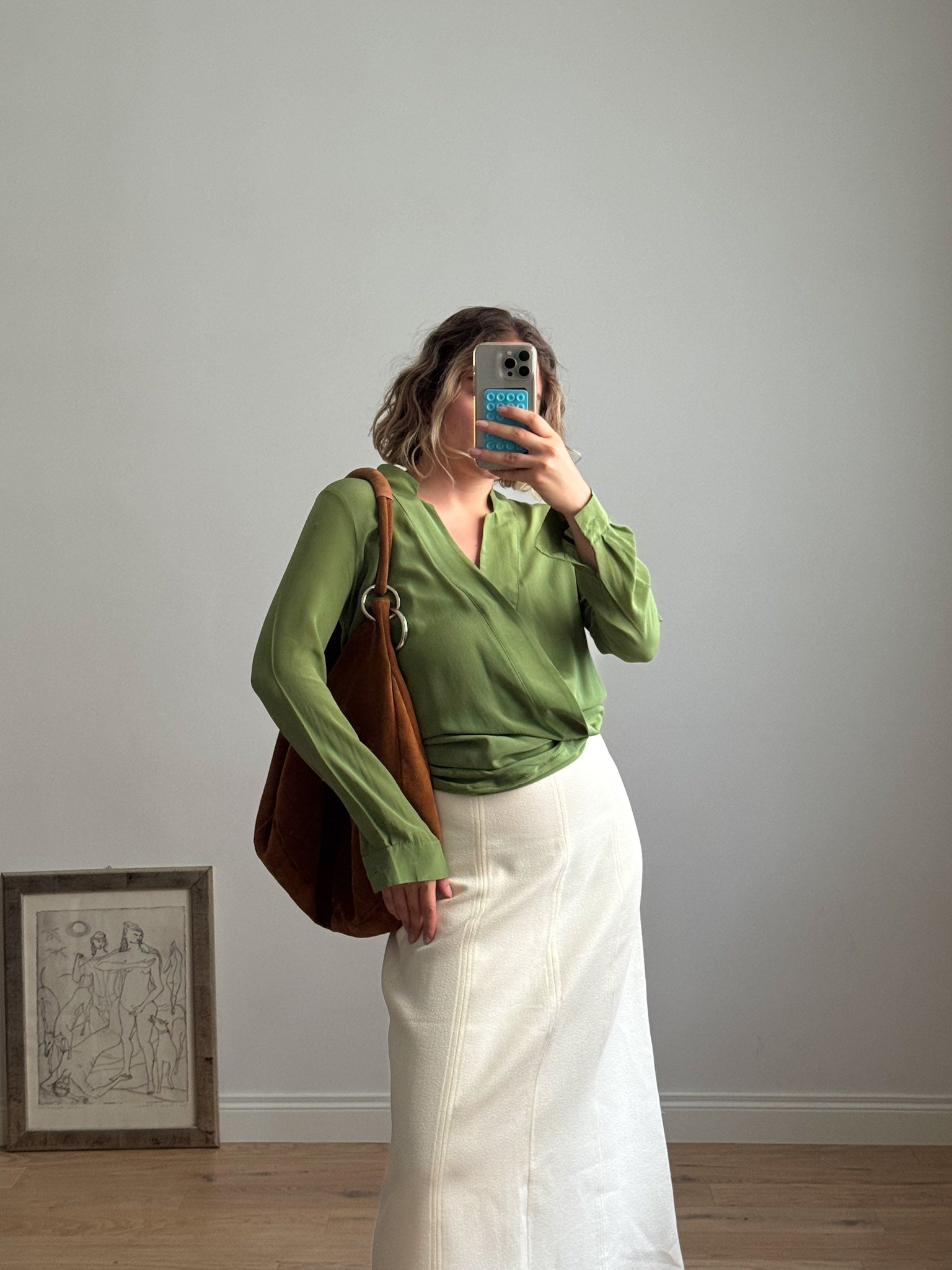 Pure silk green blouse
