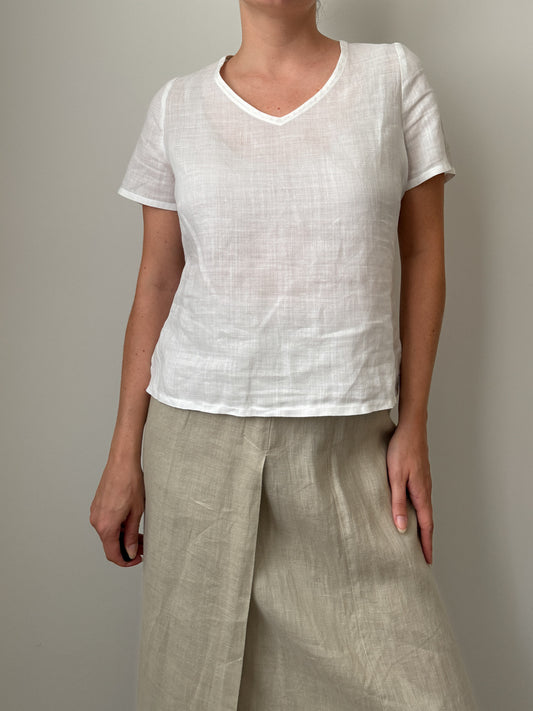 Pure linen white top