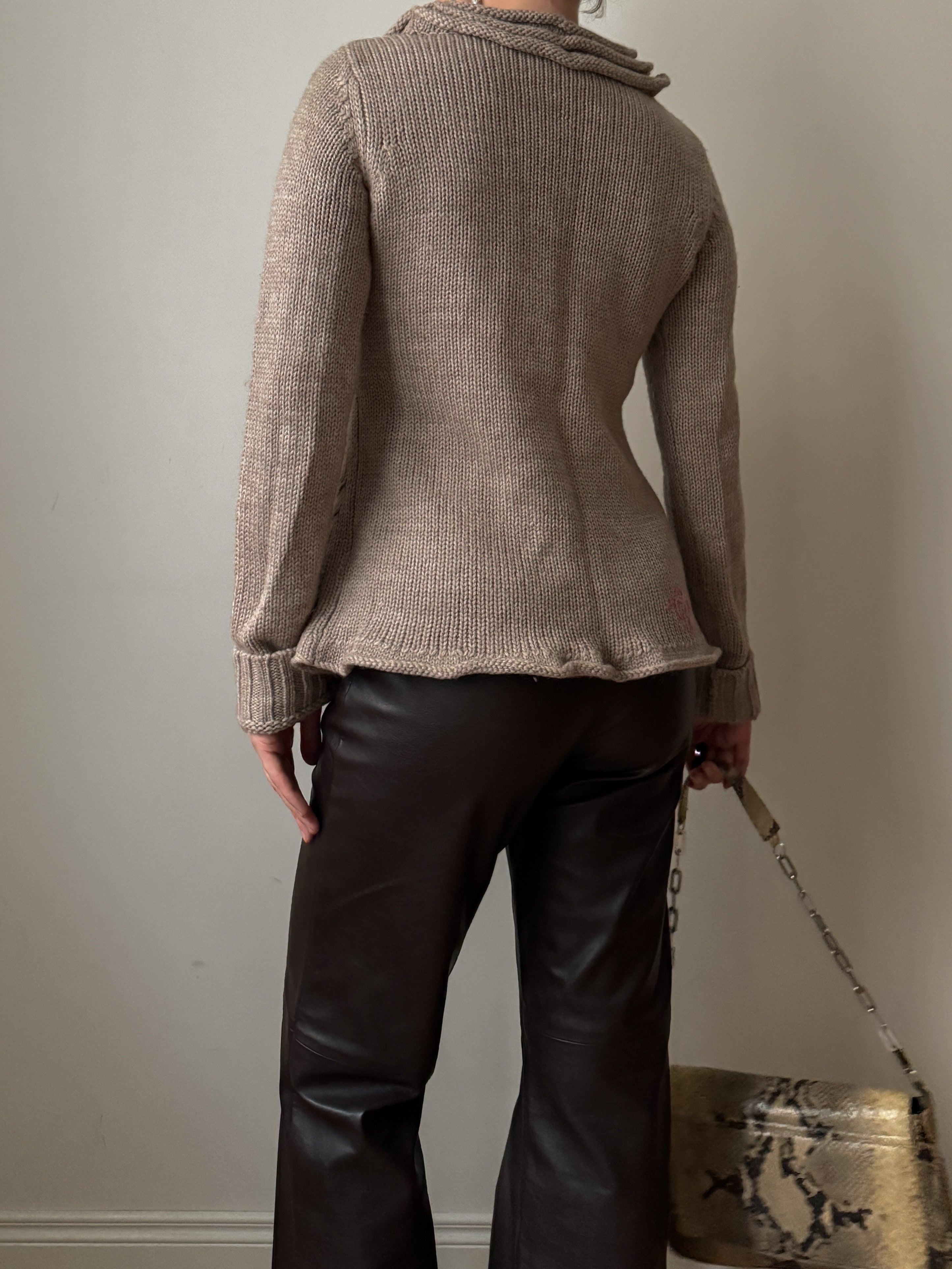 Wool blend sand cardigan