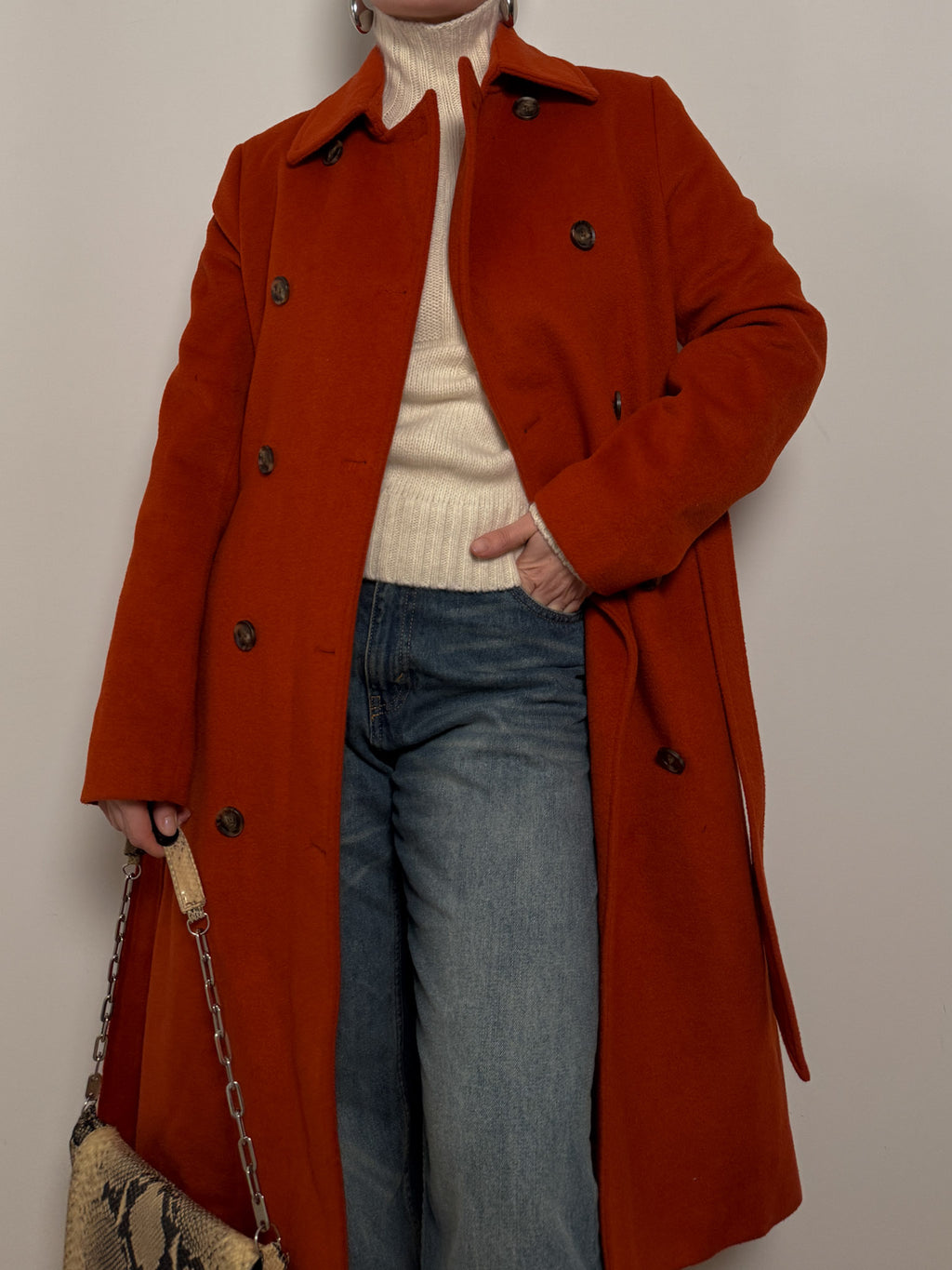 Trussardi pure wool terracotta coat