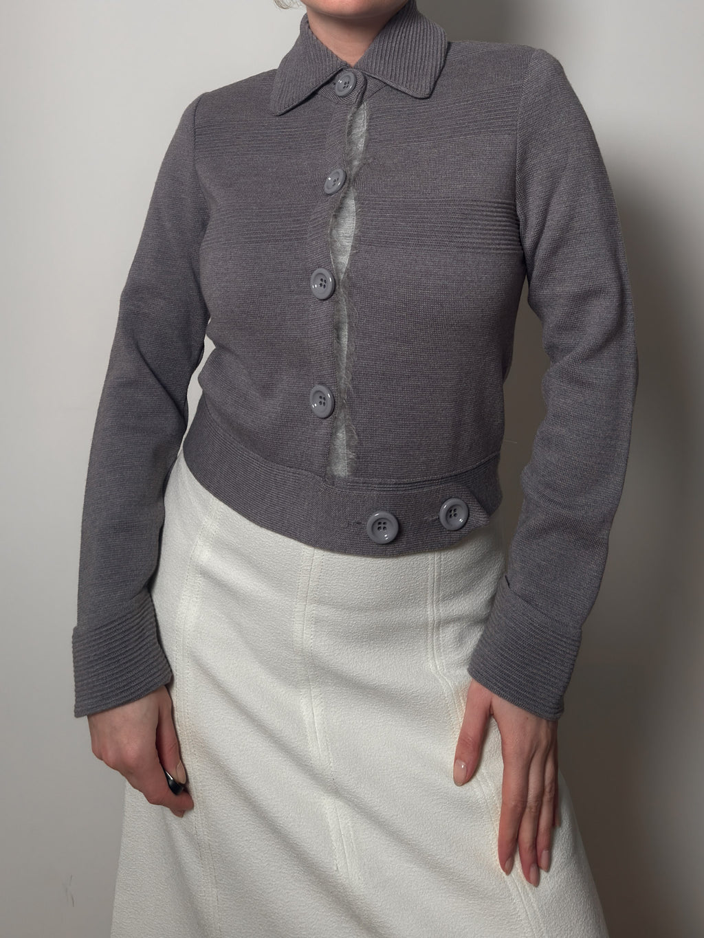 Pure merino wool grey cardigan