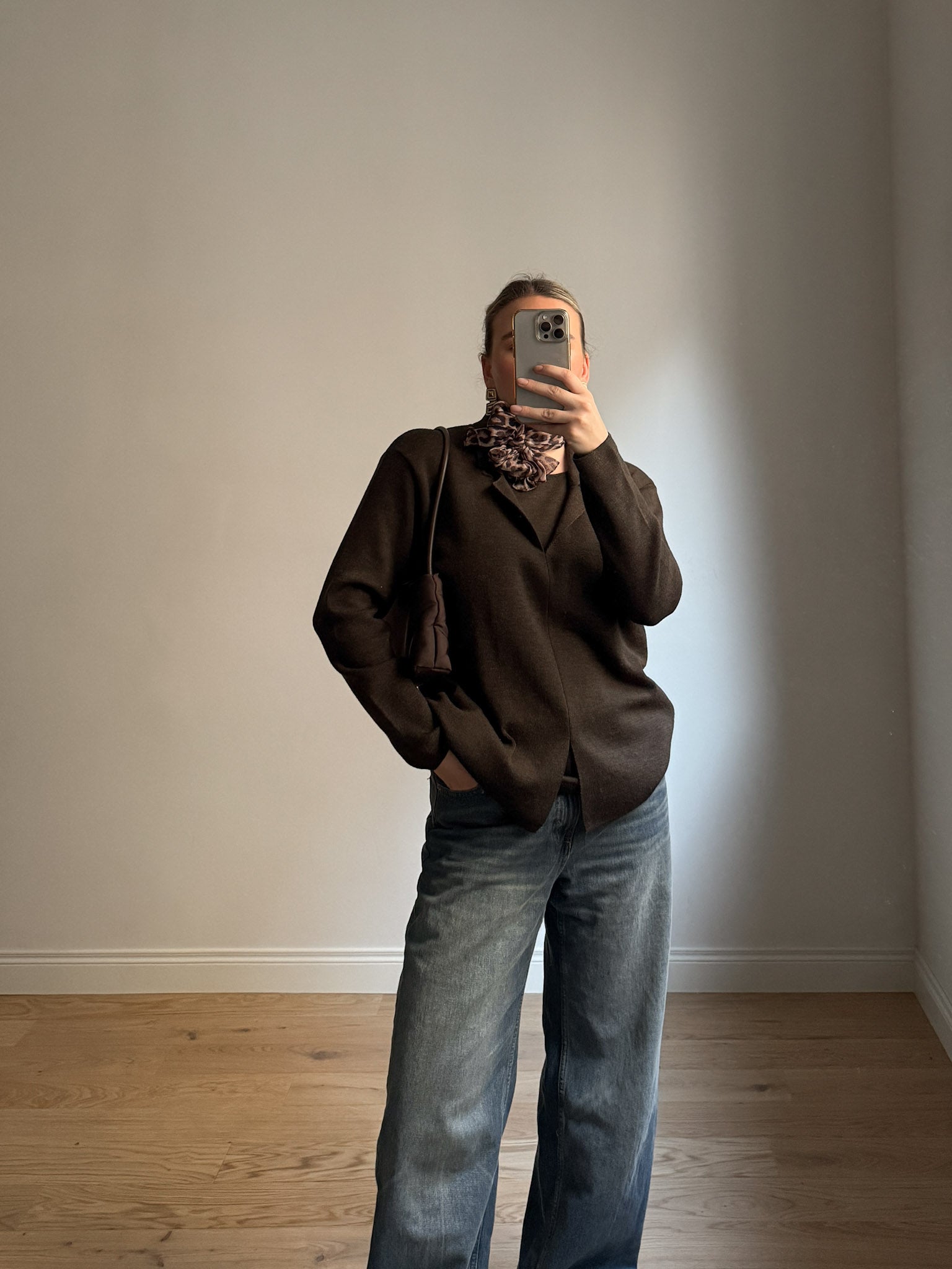 Pure merino wool brown pull