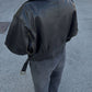 Genuin leather black bomber