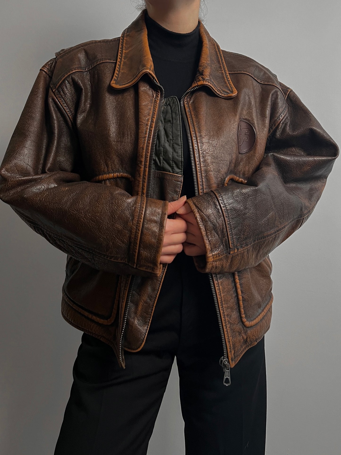 Genuine leather biker jacket