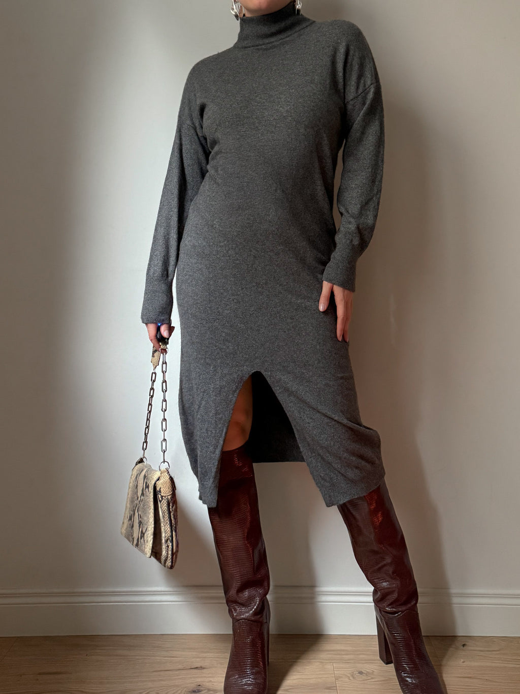 Wool blend grey dress