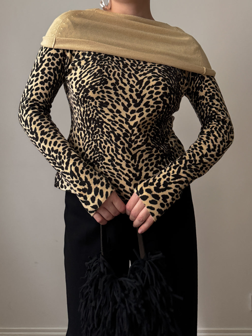 Viscose and wool animalier top